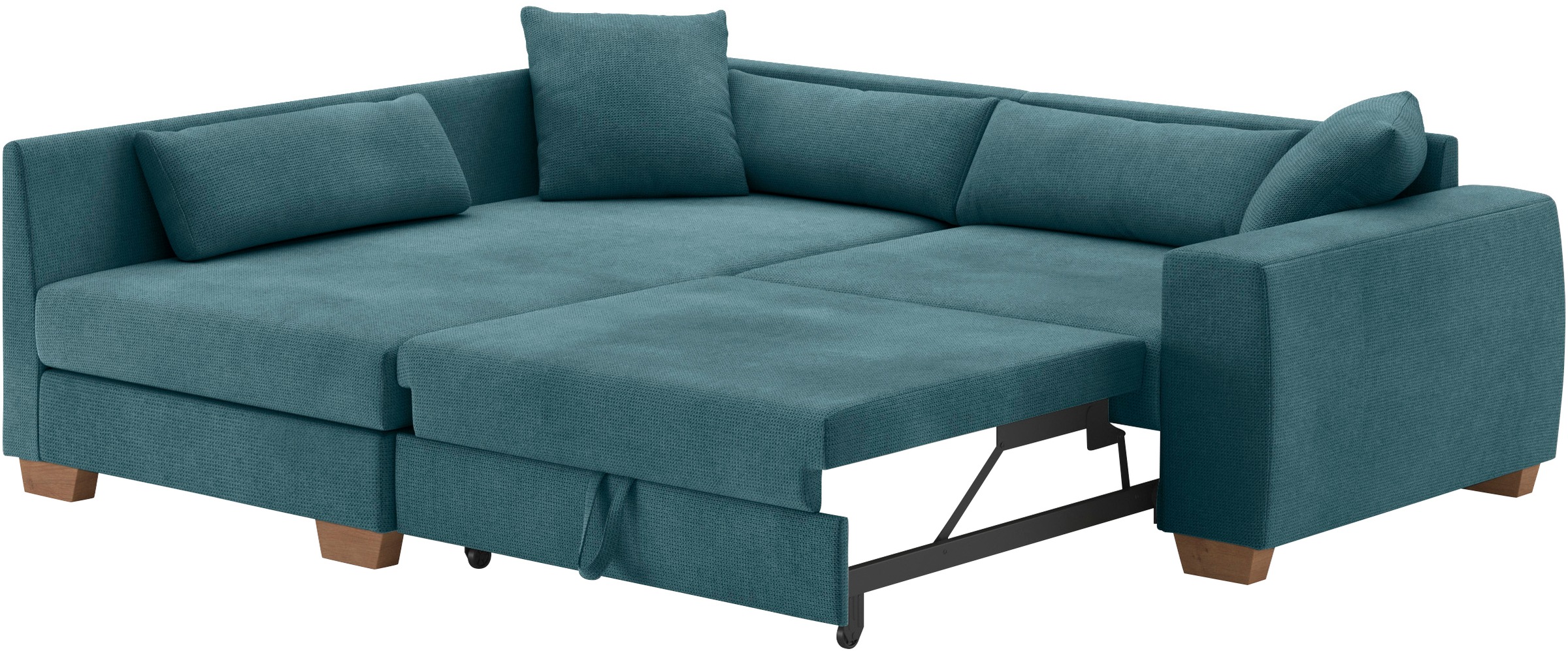 Mr. Couch Ecksofa »Hilla L-Form, bis 140 kg belastbar«, mit Taschenfederkern, wahlweise mit Bettfunktion