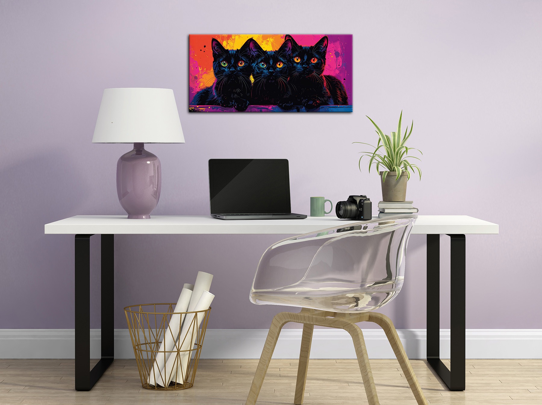 Bönninghoff Bild »BUNTE KATZE 33x70 cm – Leinwandbild Keilrahmen Deko modern«