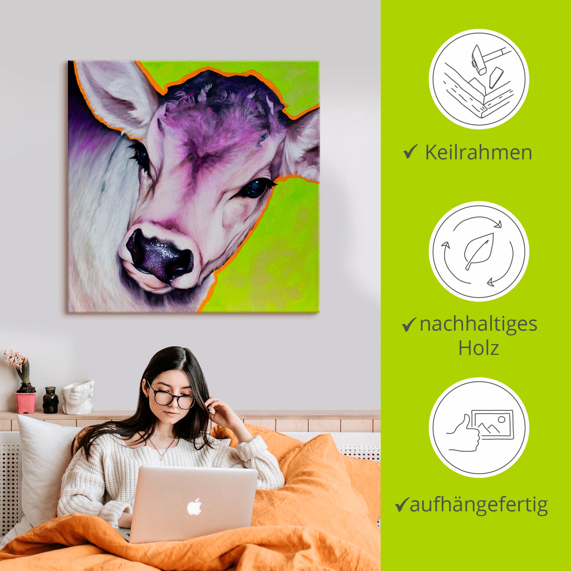Artland Leinwandbild »Kuh Pretty Betty«, Haustiere, (1 St.), auf Keilrahmen gespannt