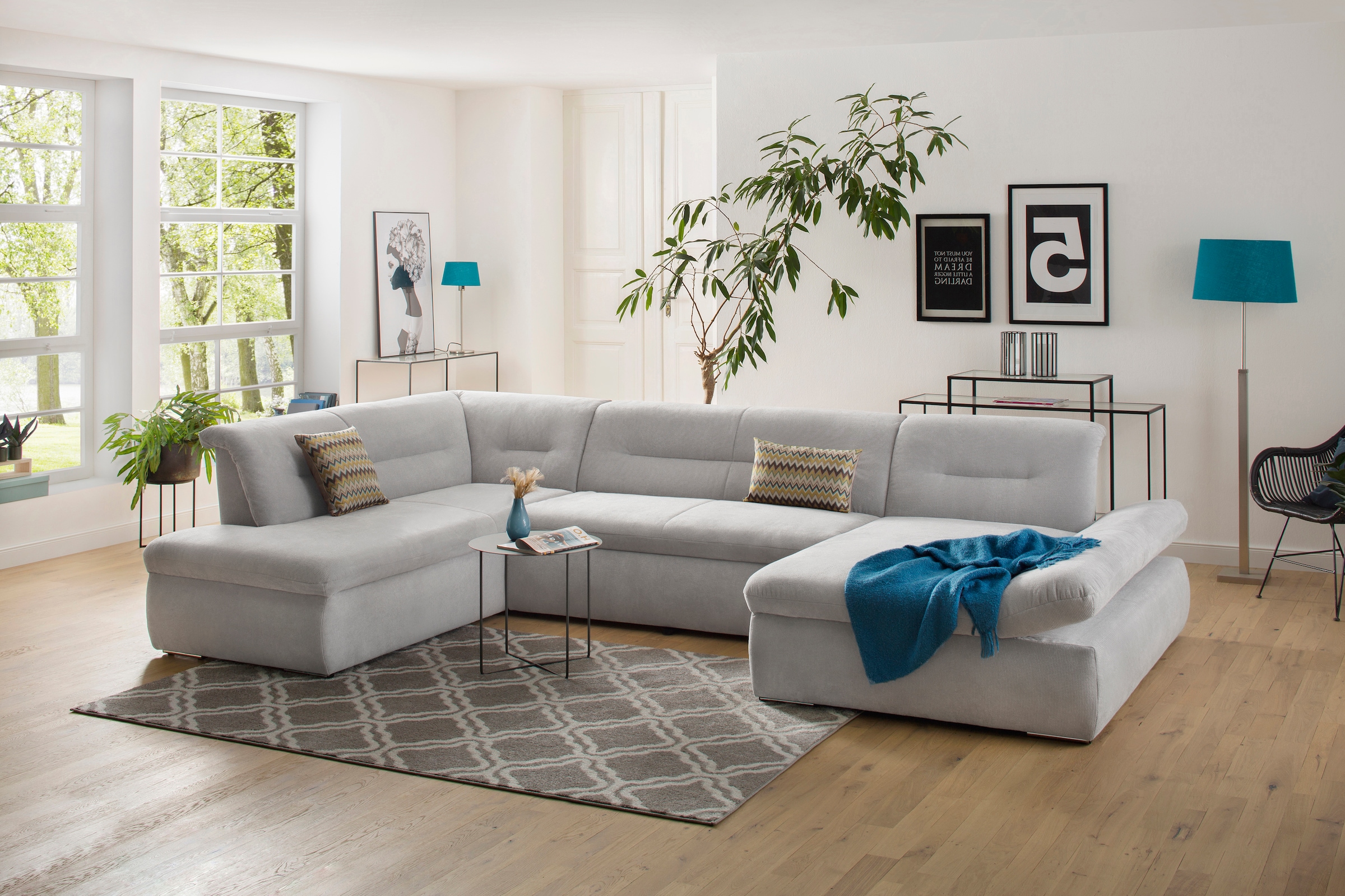 Home affaire Wohnlandschaft »Avesa U-Form« Wahlweise mit Armteilverstellung günstig online kaufen