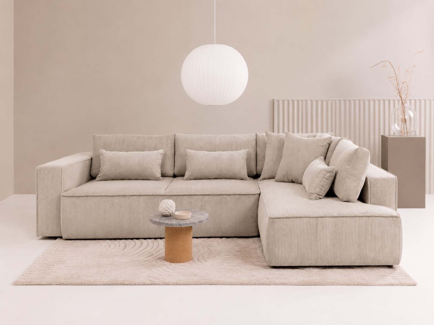 OTTO home Ecksofa »Tillian, Schlafsofa« Breite 294 cm, Breitkord, Sitzfläche mit Taschenfederkern