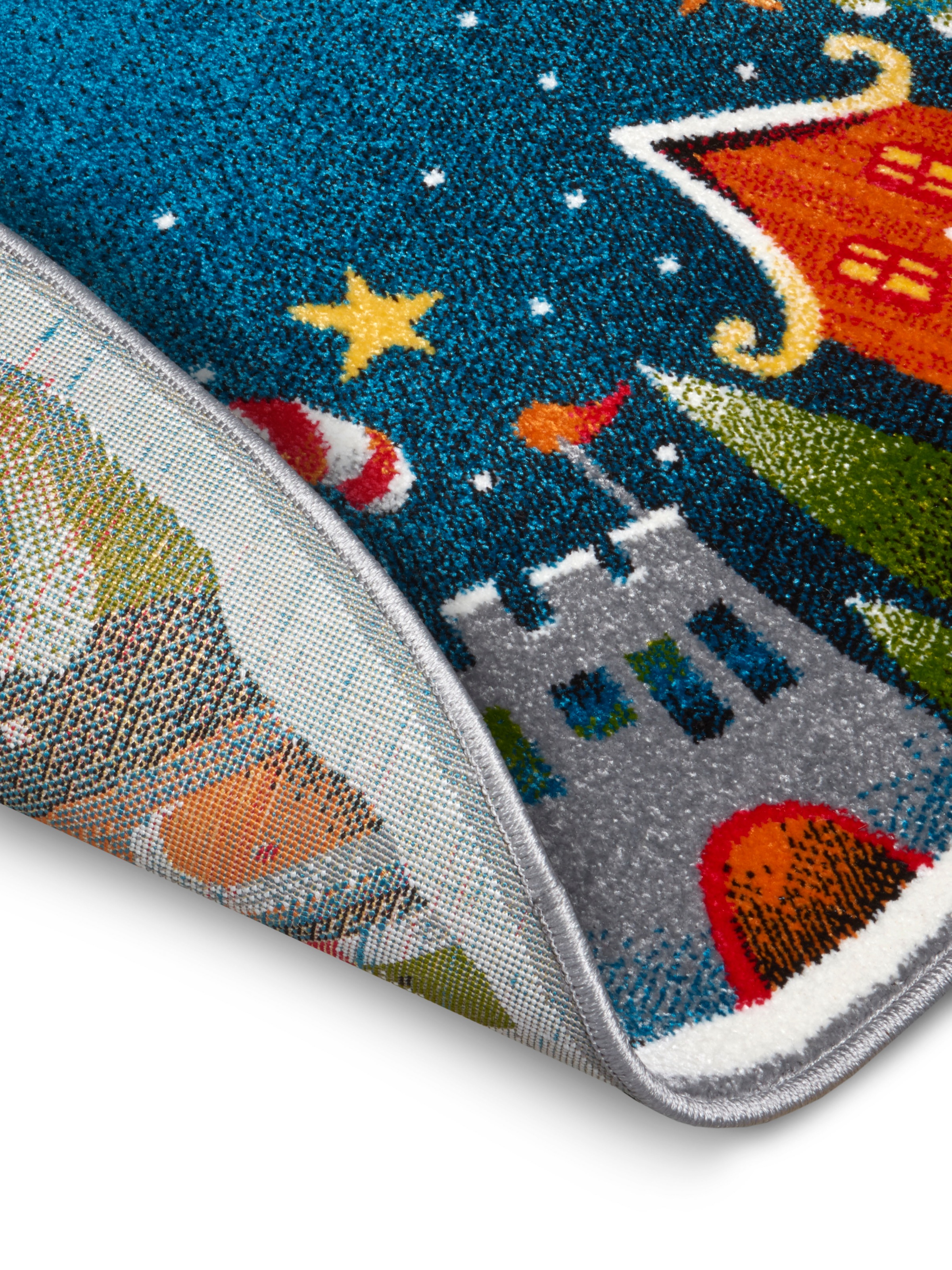 HANSE Home Teppich »Christmas Village«, rund, 9 mm Höhe, Farbenfrohes Design, Spielunterlage, strapazierfähig, Sterne