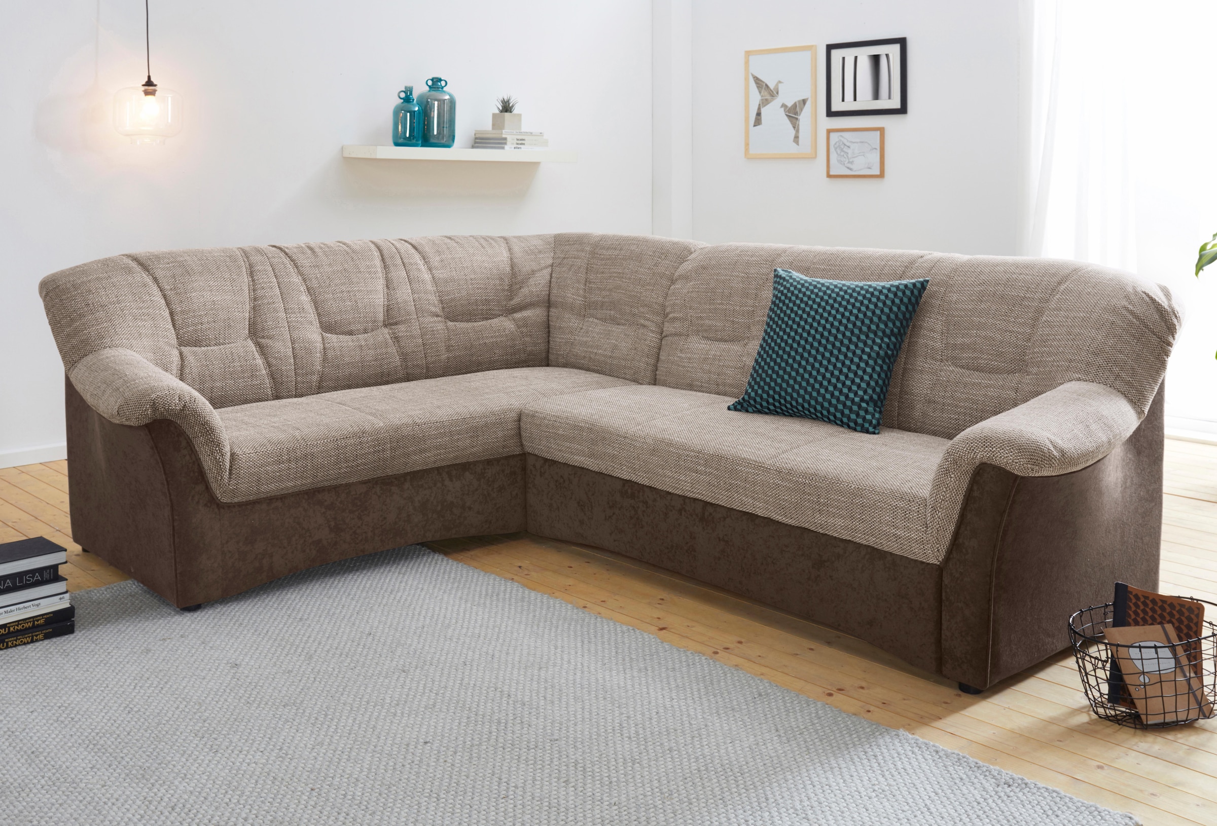DOMO collection Ecksofa »Sarafina zeitlos und komfortabel, optional mit Federkern, L-Form«, wahlweise mit Bettfunktion