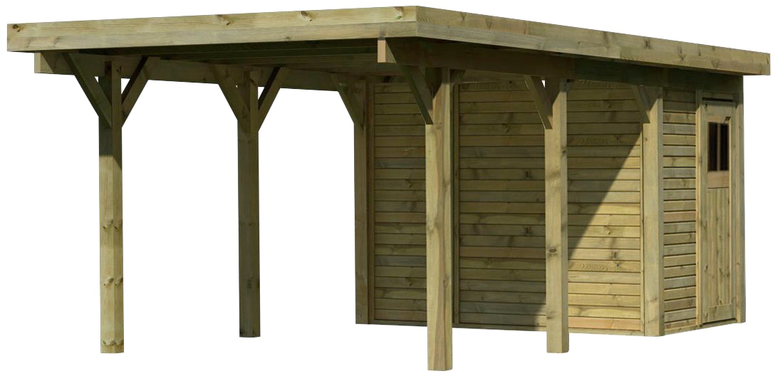 Karibu Einzelcarport »Classic 2«, Holz, 250 cm, natur, mit Geräteraum