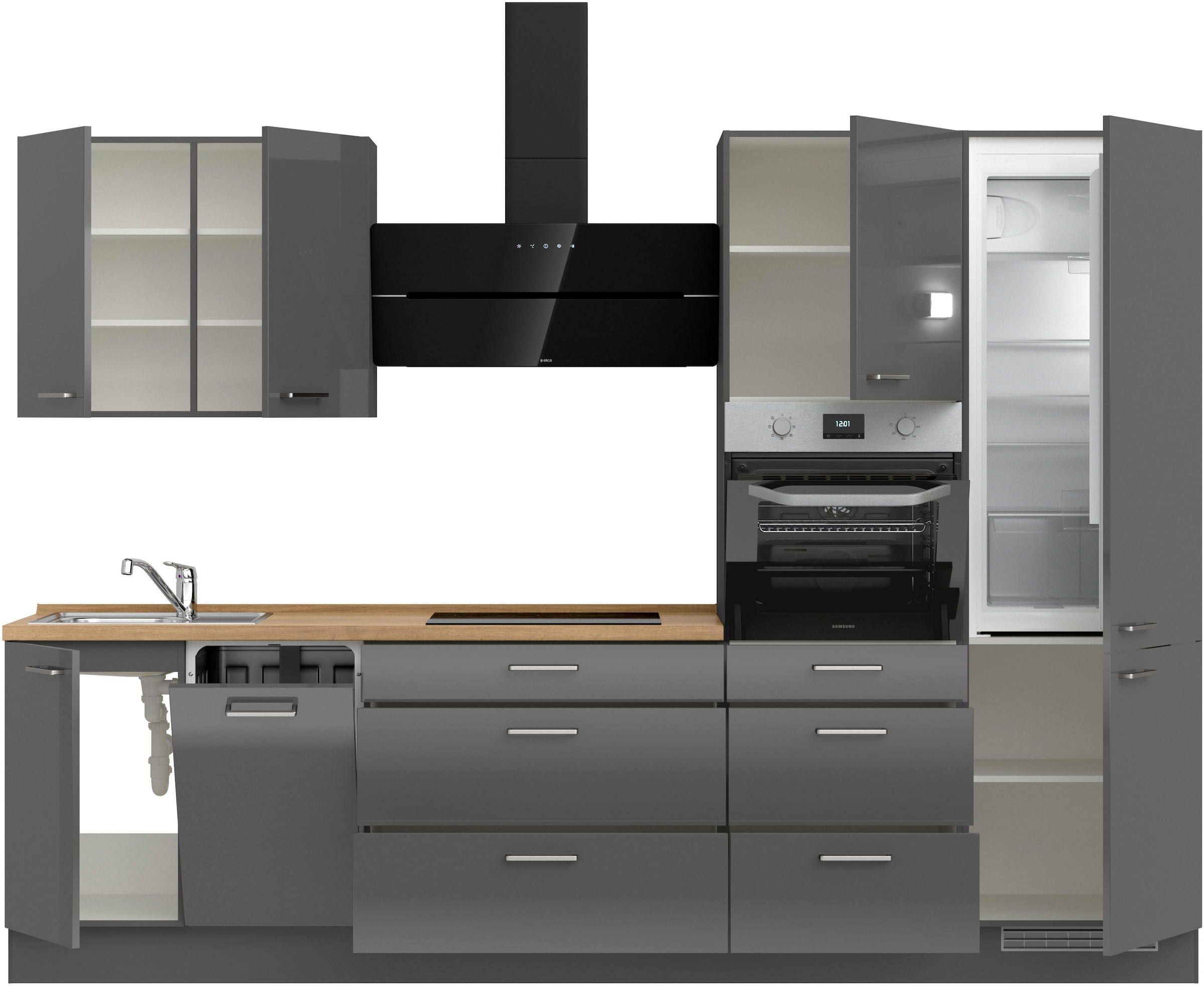 nobilia® Küchenzeile »"Flash II"«, vormontiert, Ausrichtung wählbar, Breite 300 cm, wahlw. mit E-Geräten