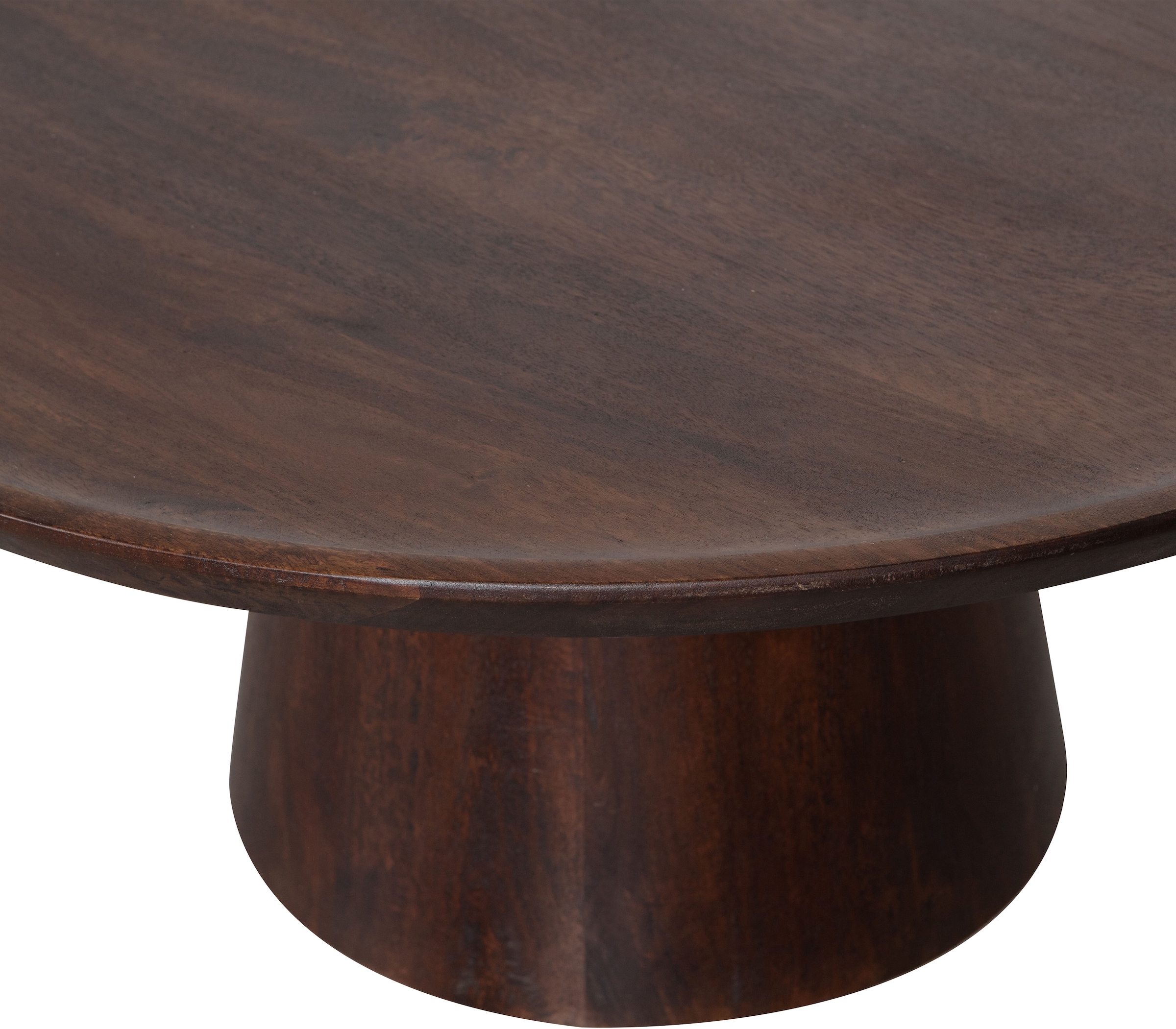 WOOOD Couchtisch »Coffee A Gogo mit Massivmangoholz und bauchigem Standfuß Ø 90 x 40 cm« Tischblattdicke 4 cm, umlaufender Randerhöhung, Tragkraft 15 kg
