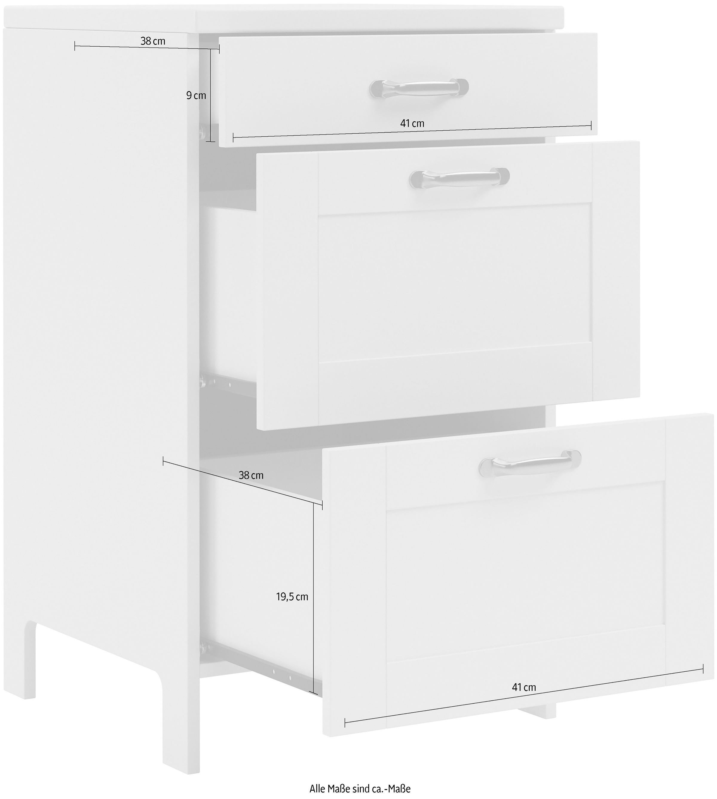 Home affaire Unterschrank »Alba«, Breite 50 cm, Kiefer massiv, 3 Schubkästen