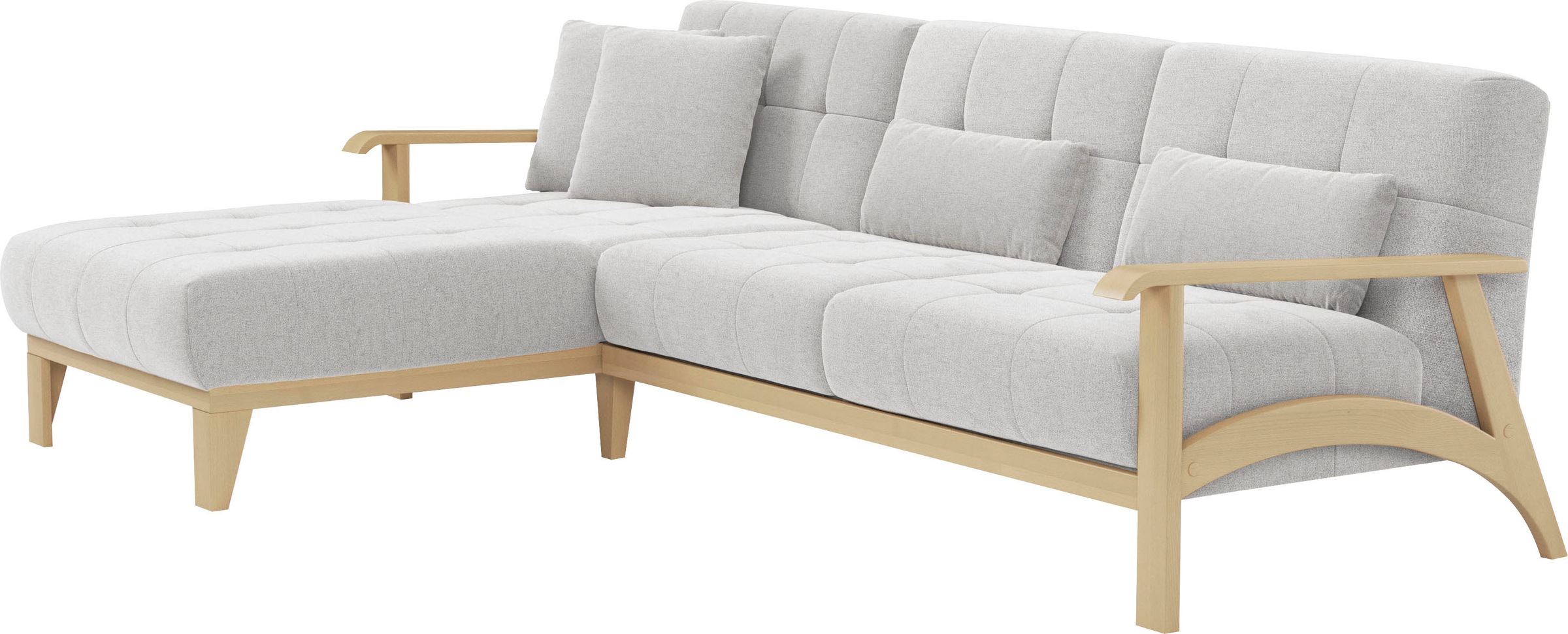 sit&more Ecksofa »Billund L-Form«, Armlehnen aus Buchenholz in natur, verschiedene Bezüge und Farben