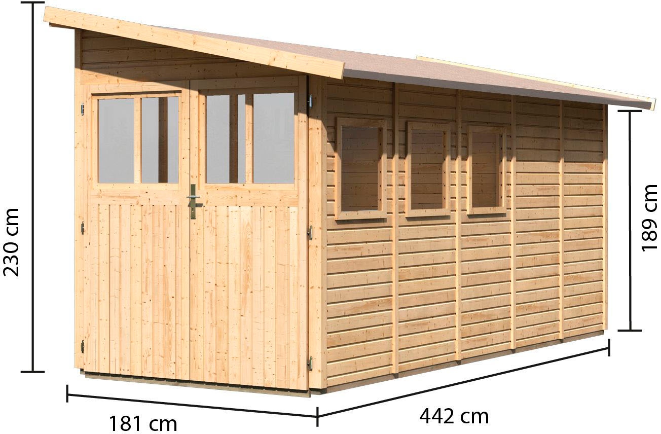 Karibu Gartenhaus »Wurmberg 5«, terragrau oder naturbelassen