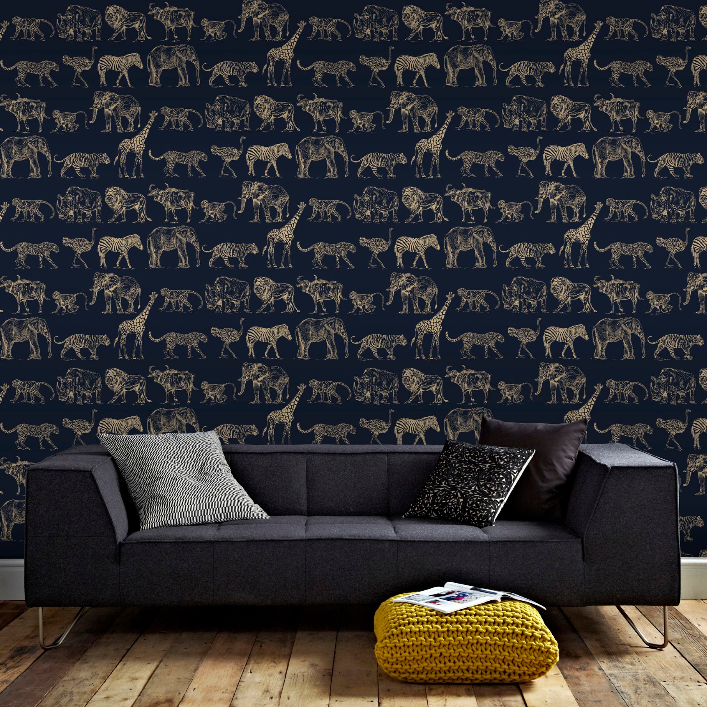 Superfresco Easy Vliestapete »Superfresco Easy Vliestapete SAFARI DARK Blau« animal print aufgeschäumt Superfresco Easy Vliestapete SAFARI DARK Blau