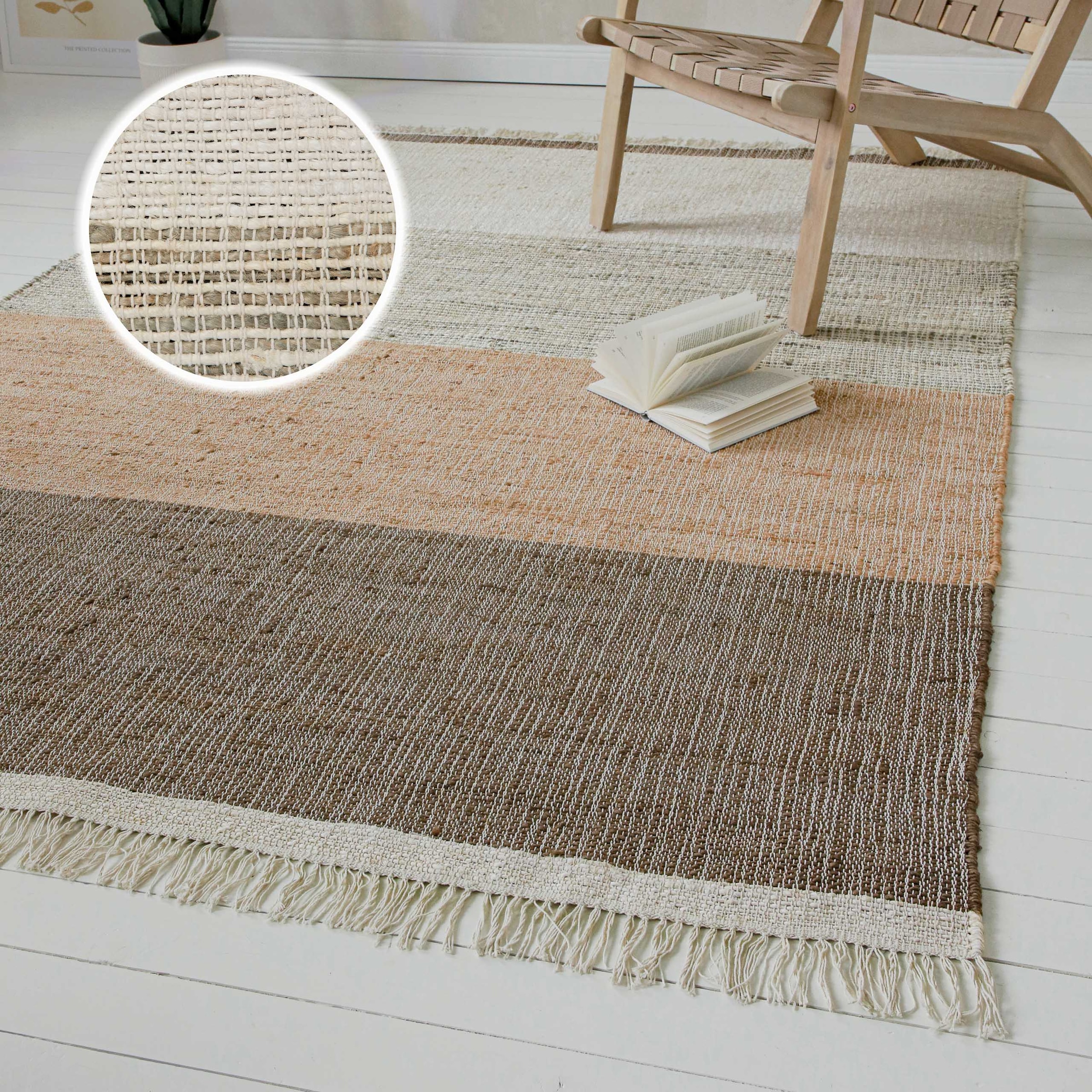 my home Teppich »Dallin«, rechteckig, 4 mm Höhe, 80% Jute, handgewebt, mit günstig online kaufen