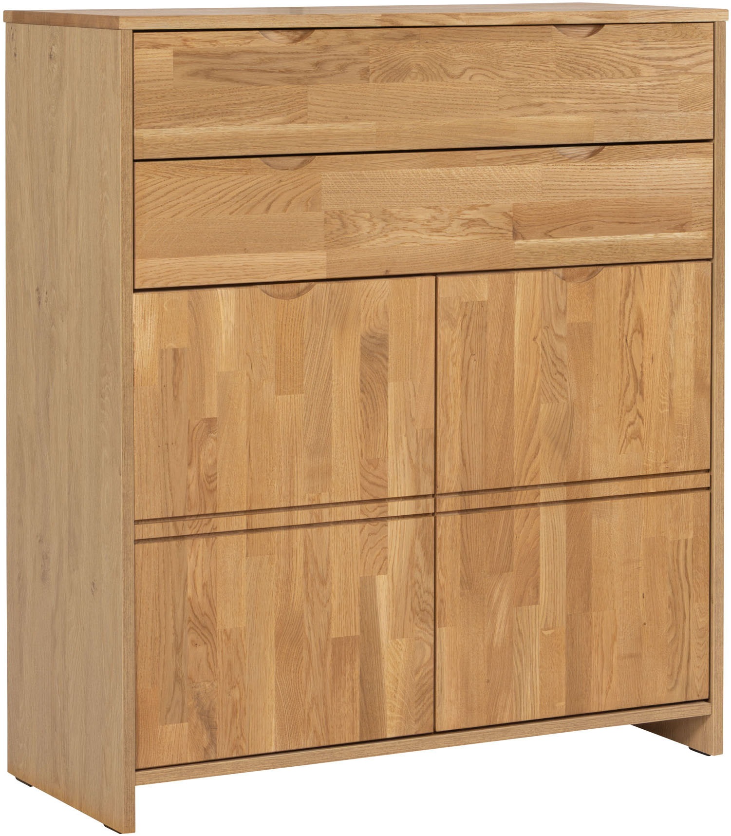 OTTO home Highboard »Maximus: 3 geräumige Fächer, 2 Softclose Schubladen,Hochwertig,Zeitlos« B/T/H: 96/38/107cm, Massivzholz Fronten&Oberdeckel, Korpus aus Melamin