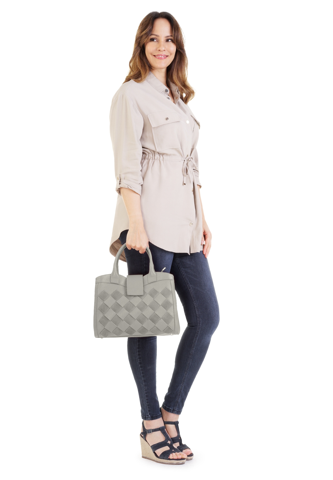 Samantha Look Henkeltasche, echt Leder, Made in Italy