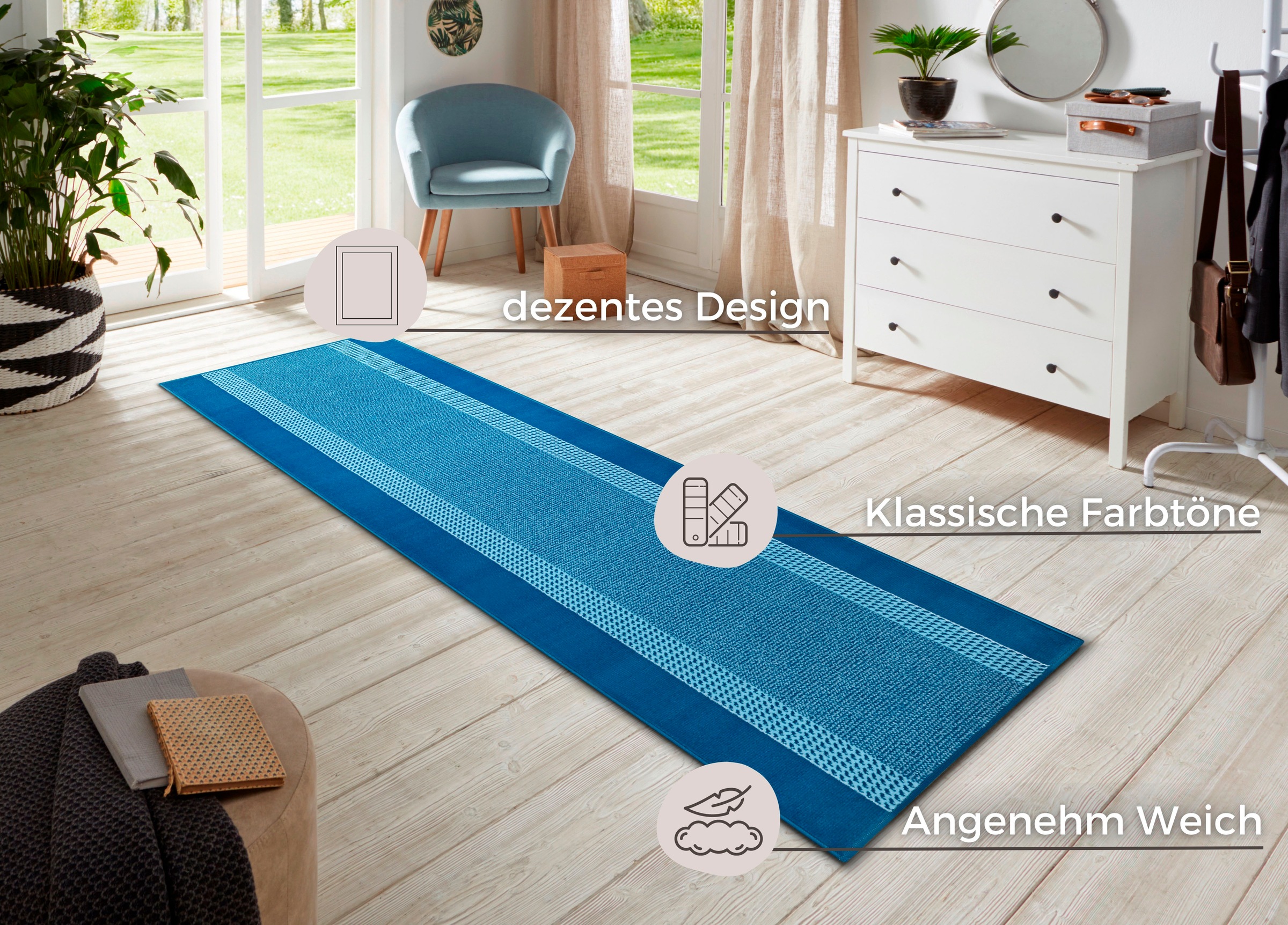 HANSE Home Teppich »Band«, rechteckig, 9 mm Höhe, Kurzflor, weich, Läufer G günstig online kaufen