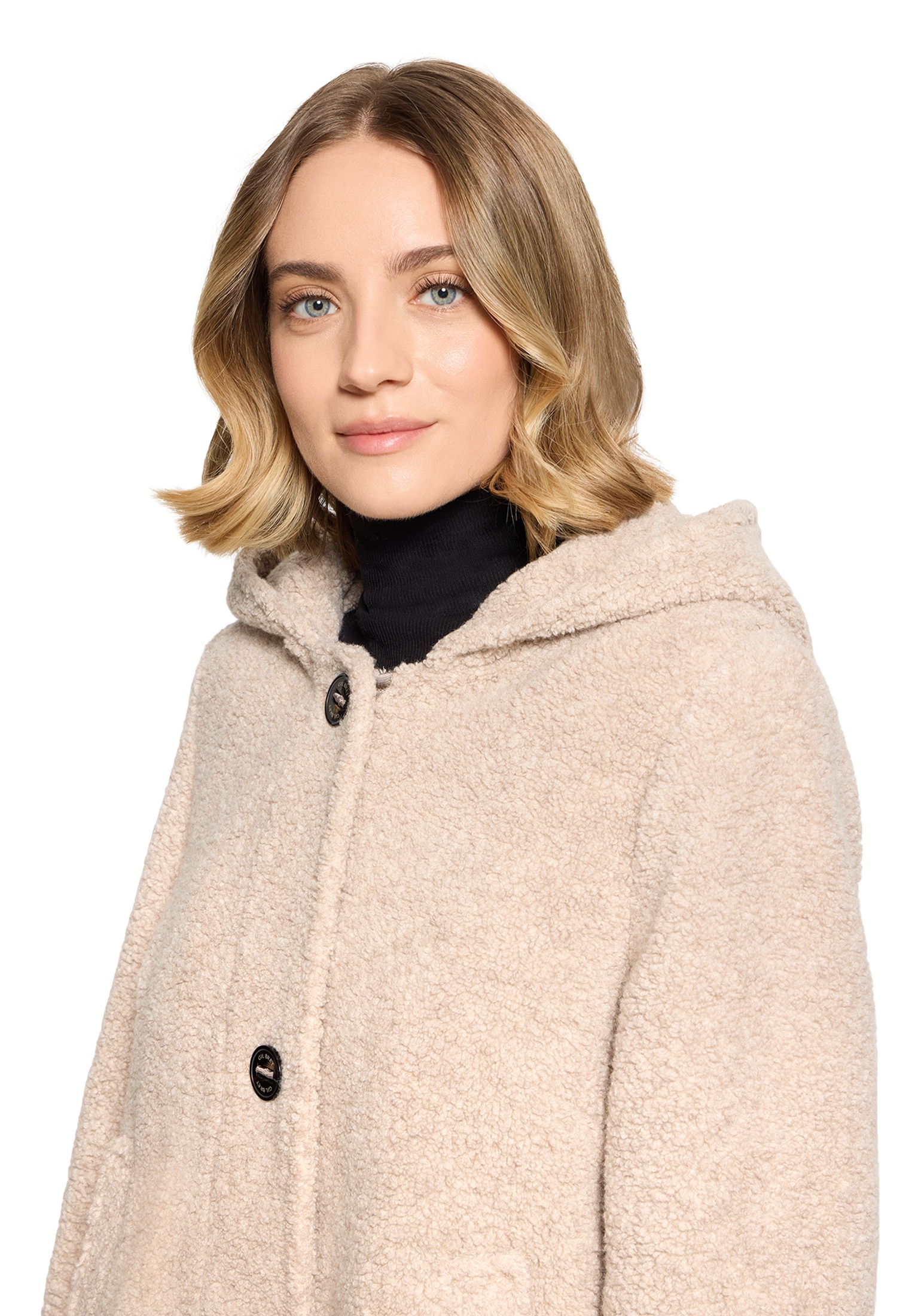Gil Bret Wolljacke mit Kapuze Fleecejacke mit Kapuze und Knopfverschluss
