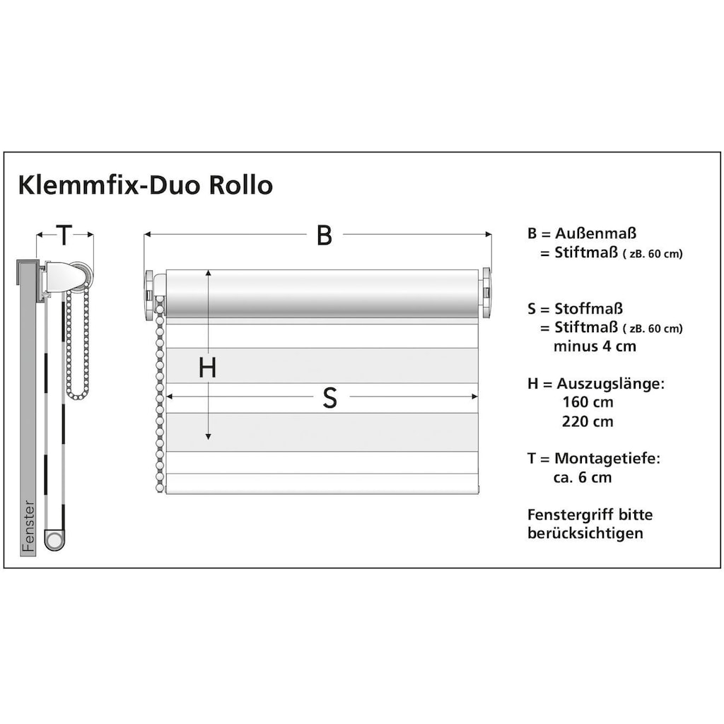 Liedeco Doppelrollo »Klemmfix-Duo-Rollo«, Lichtschutz, ohne Bohren, 1 Stück