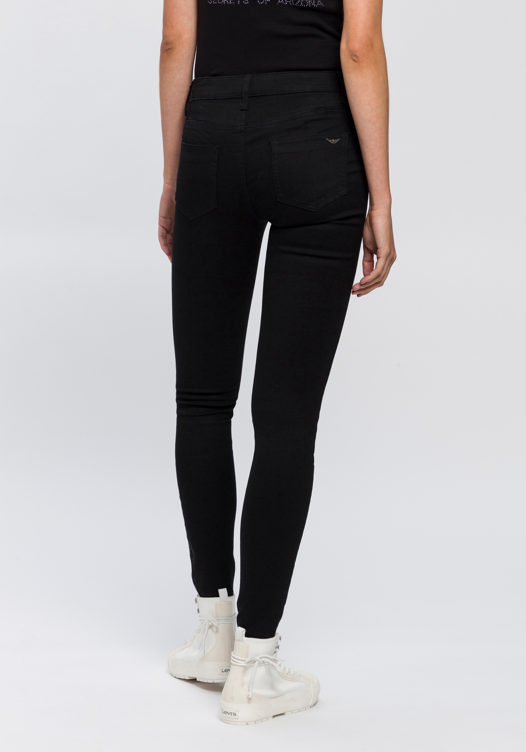 Arizona Skinny-fit-Jeans »Ultra Stretch«, skinny-fit, mit Used-Look-Crinkles, niedrige Leibhöhe