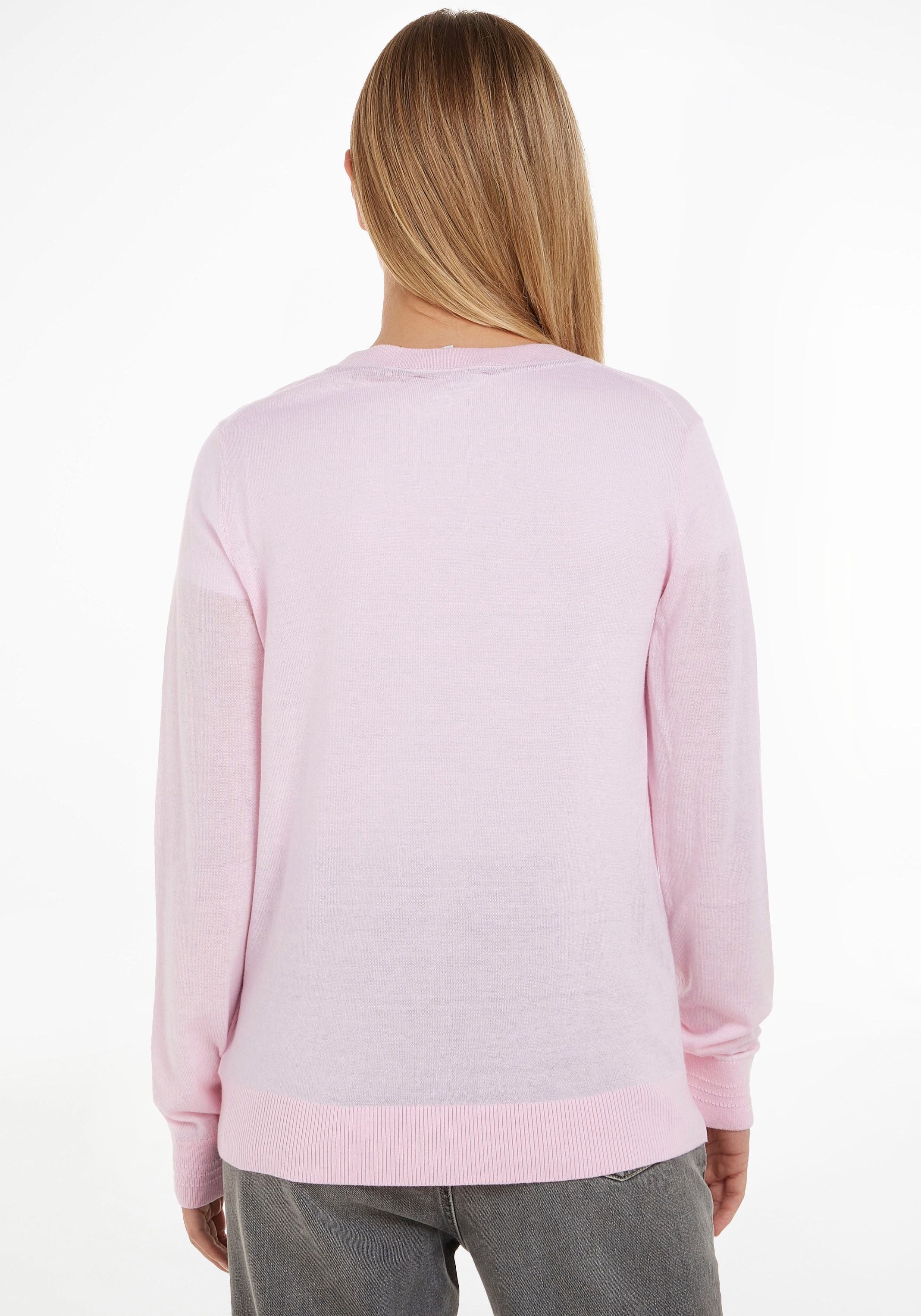 STITCH kaufen V-Ausschnitt-Pullover gesticktem mit Hilfiger »JERSEY V-NK SWEATER«, TH-Logo Tommy online