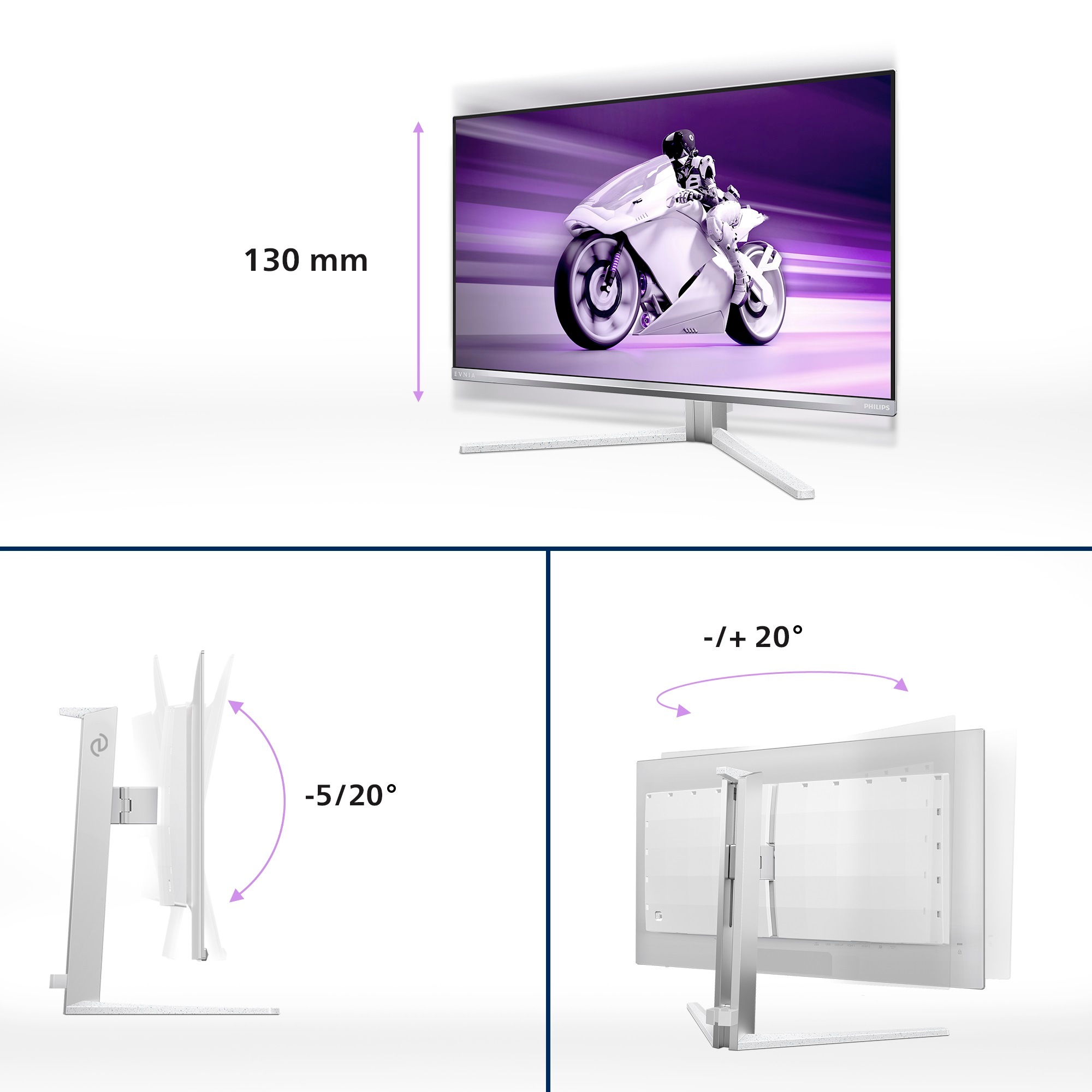 Philips OLED-Monitor »27M2N8500«, 67,3 cm/27 Zoll, 2560 x 1440 px, QHD, 0,03 ms Reaktionszeit, 360 Hz, Höhe, Drehung, Neigung