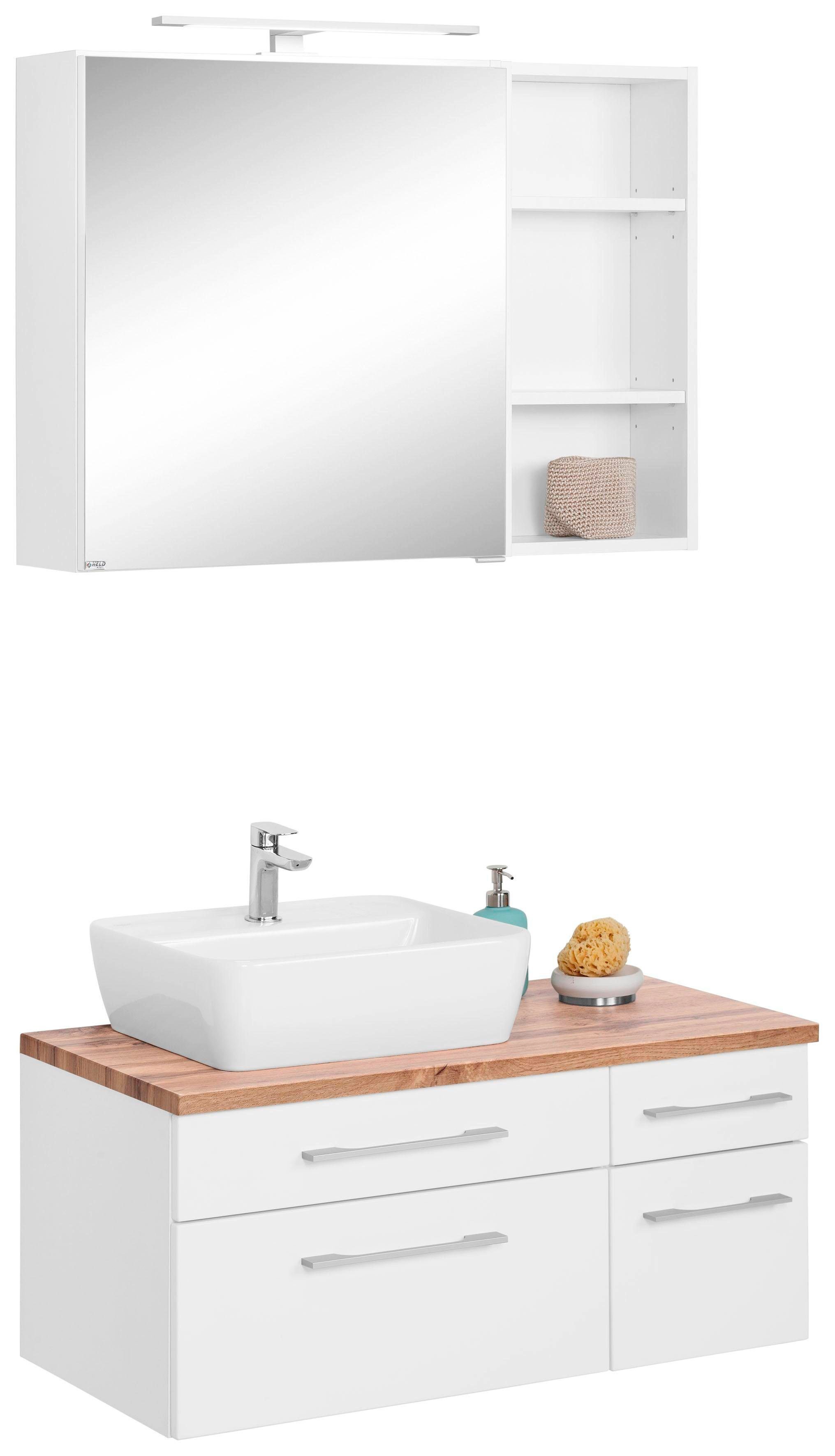 Bad-Set „Davos“, (3 St.), Breite 50 cm, mit eckigem Waschbecken, weiß