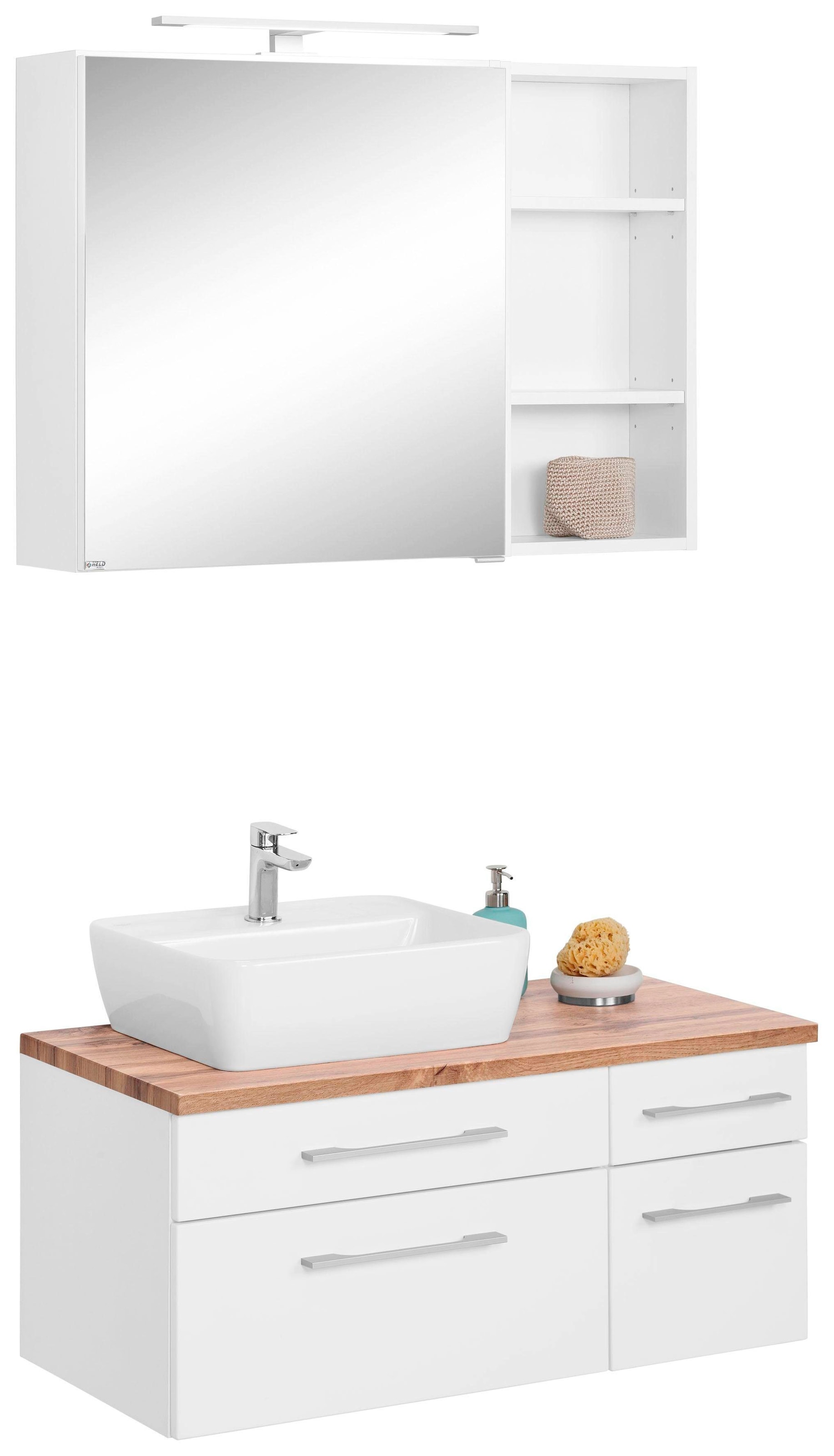 welltime Badmöbel-Set »Davos«, (3 St.), Breite 50 cm, mit eckigem Waschbeck günstig online kaufen