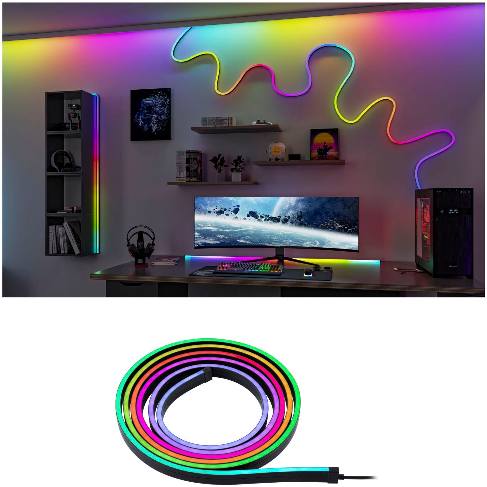 Paulmann LED-Lichterschlauch »Entertain LED Schlauch Black Neon RGB+«, Farbwechsler & Farbsteuerung & Dimmer