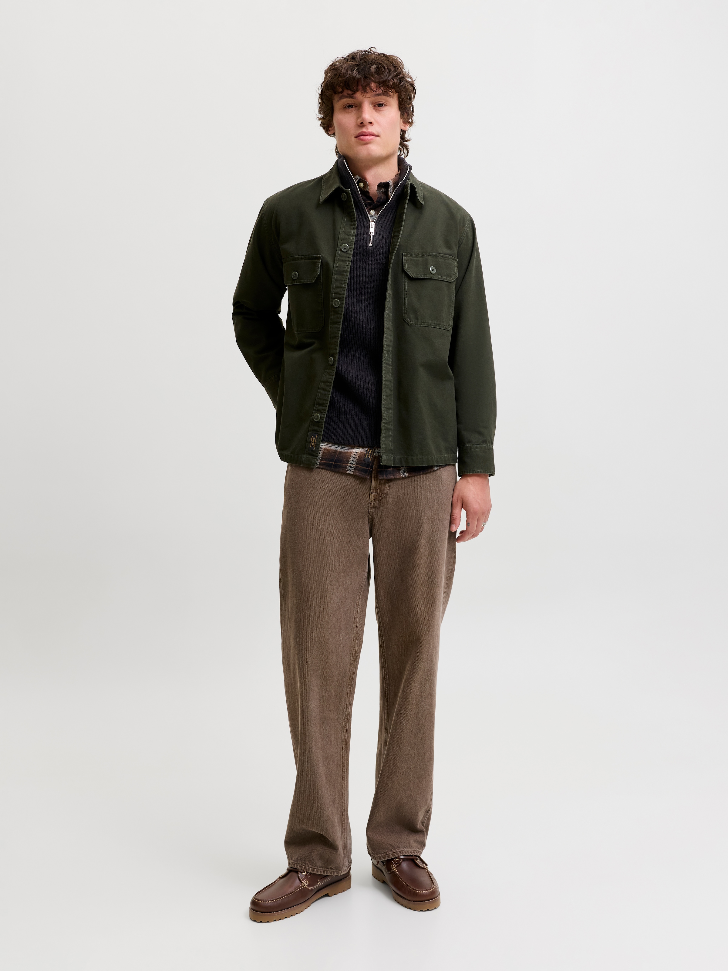 Jack & Jones Troyer »JJPANNEL KNIT HALF ZIP AW26« Materialmix, regular fit