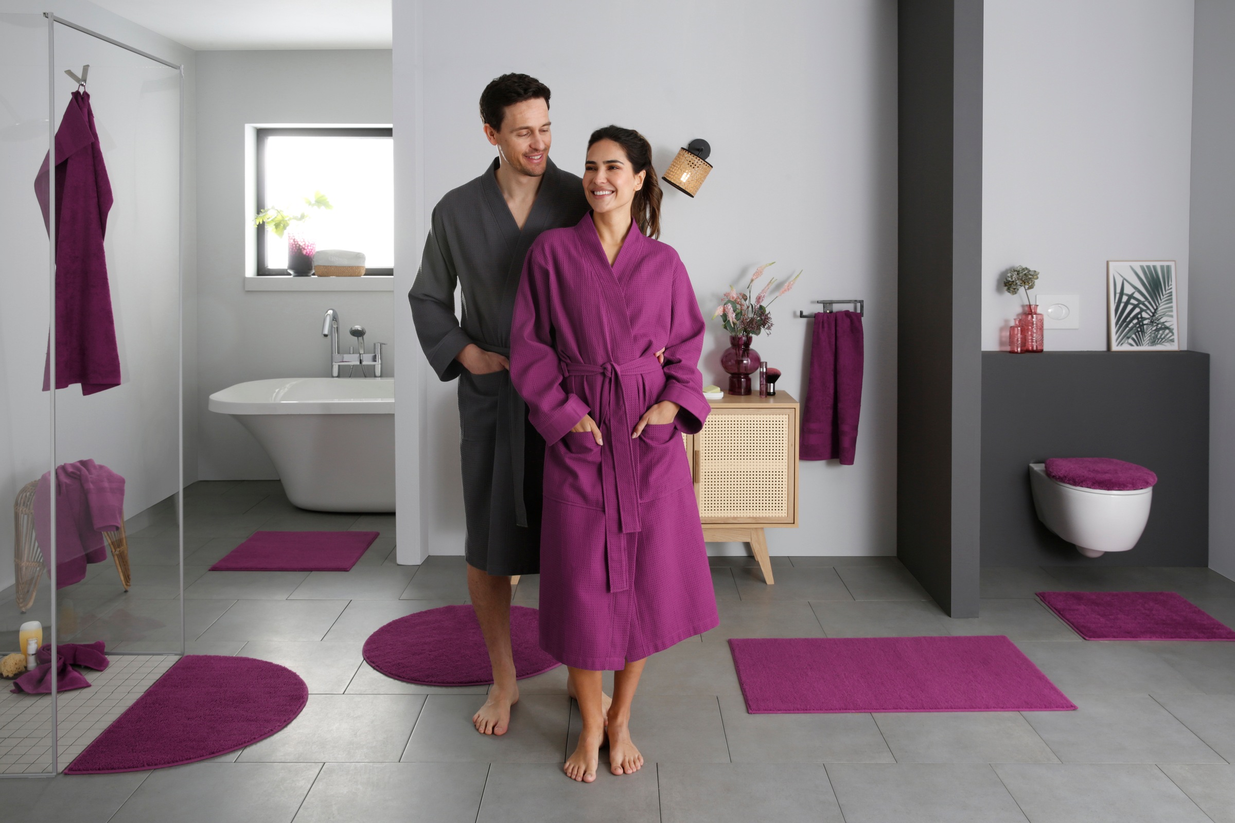 my home Unisex-Bademantel »Vanessa, ideal für Sauna & Spa, Hotelbademantel, Morgenmantel«, (1 St.), Taschen, Damen & Herren, Waffelpiqué, sehr leichte Qualität, S-3XL