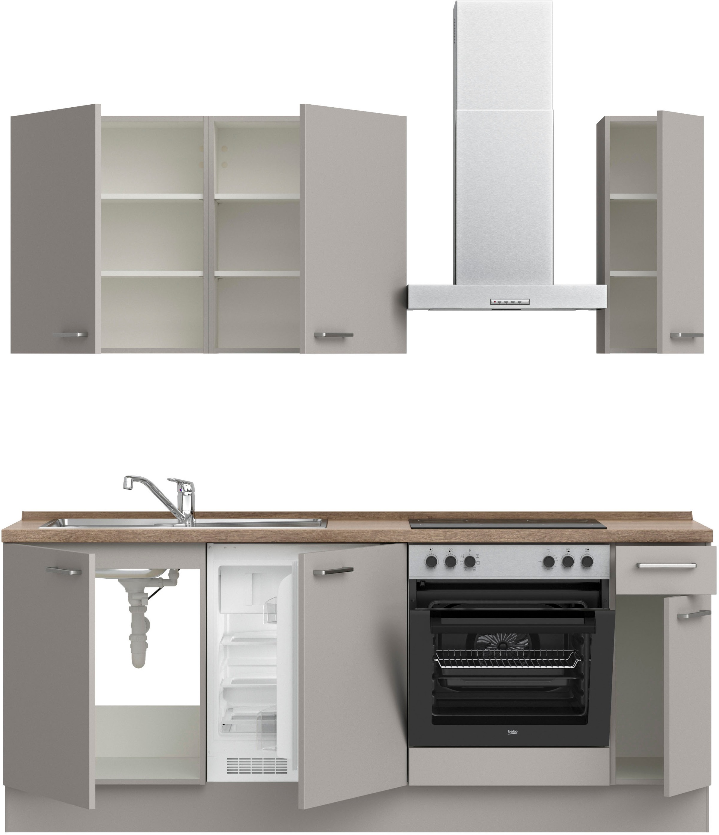 nobilia® Küchenzeile »"Touch I"«, vormontiert, Ausrichtung wählbar, Breite 210 cm, wahlw. mit E-Geräten