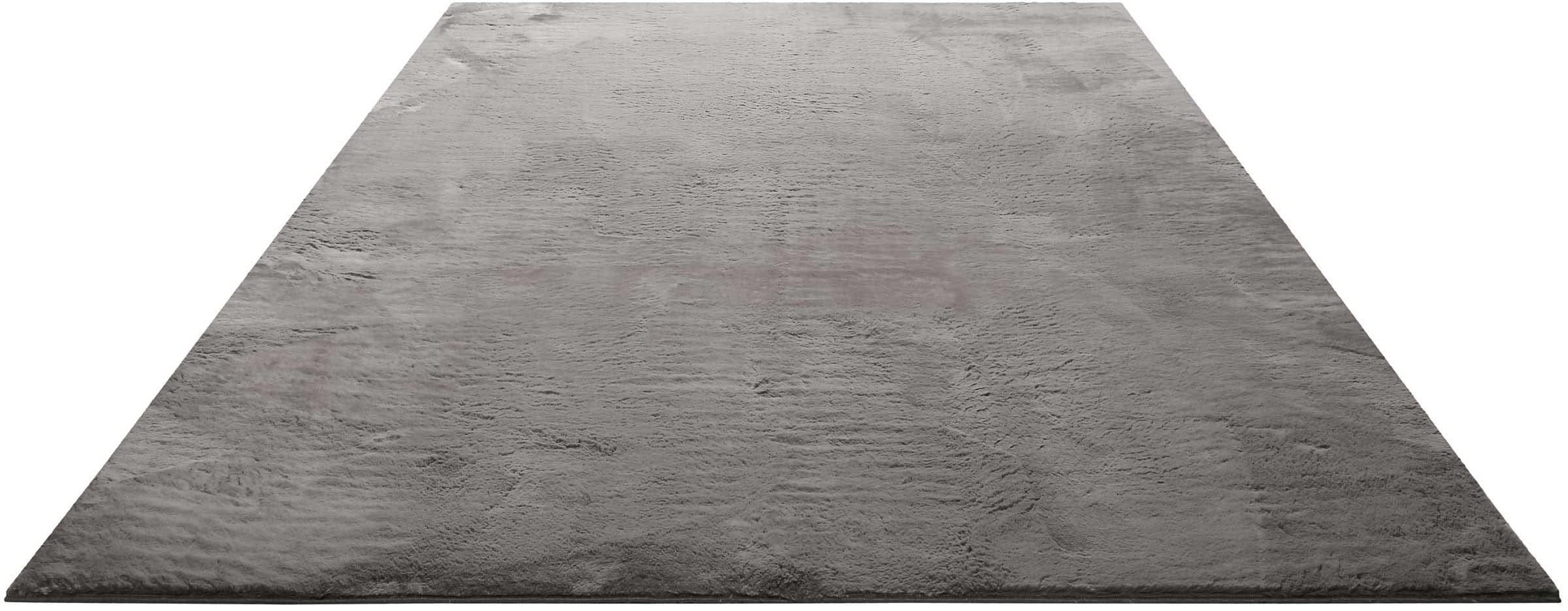 Homie Living Teppich »Villa Rosso« rechteckig 15 mm Höhe Kurzflor, Uni Farben, leicht glänzende Optik