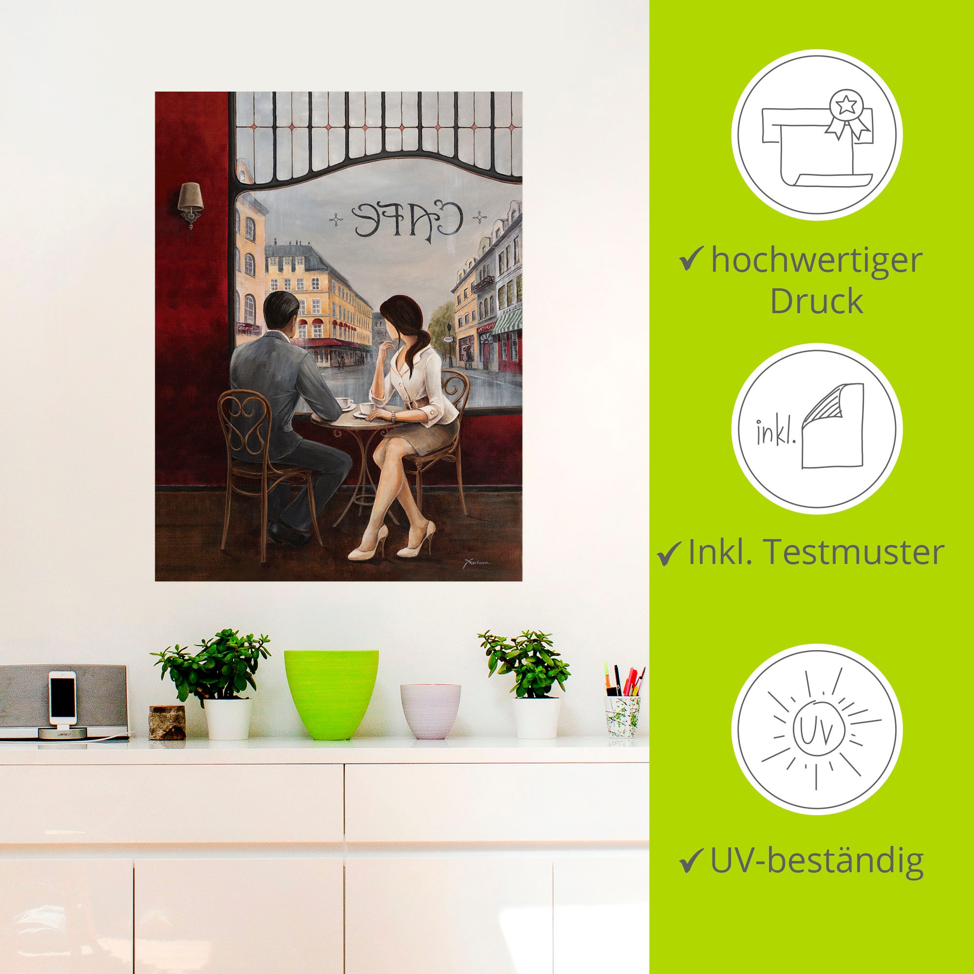 Artland Wandbild »Café«, Restaurant & Cafés, (1 St.), als Alubild, Outdoorbild, Leinwandbild, Poster, Wandaufkleber