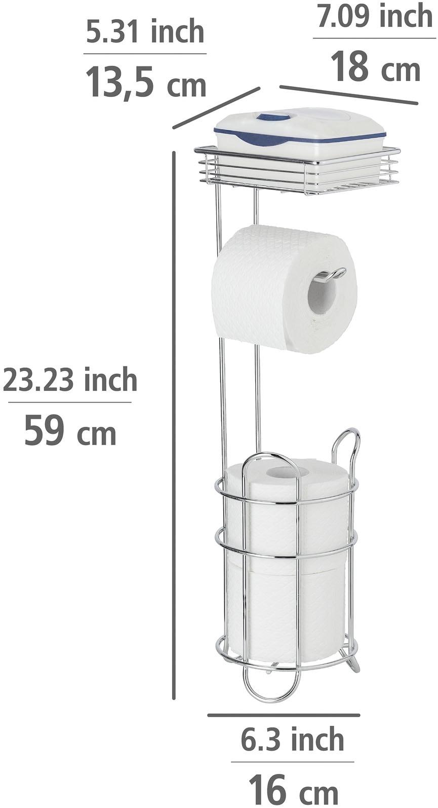 WENKO Toilettenpapierhalter »Toilettenpapierhalter mit Ablage« freistehender Klopapierhalter mit Ersatzrollenhalter und Ablage