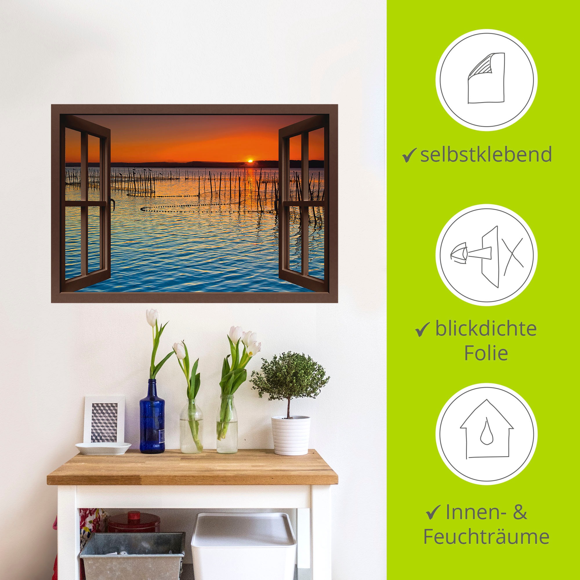 Artland Wandfolie »Fensterblick - wartende Fahrgäste«, Fensterblick, (1 St.), selbstklebend