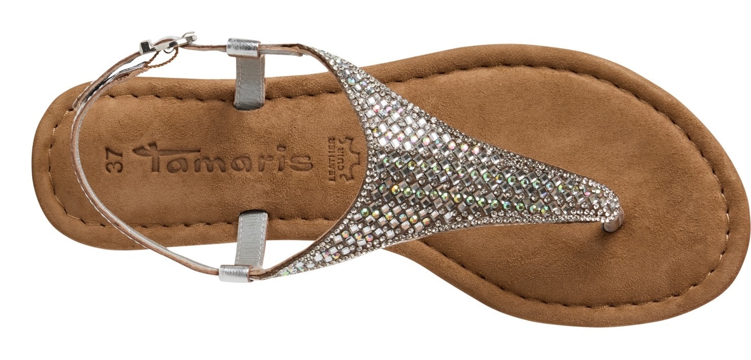 Tamaris Riemchensandale  , Sandalette, Sommerschuh, Festtagsschuh, funkelnde Strasssteinchen