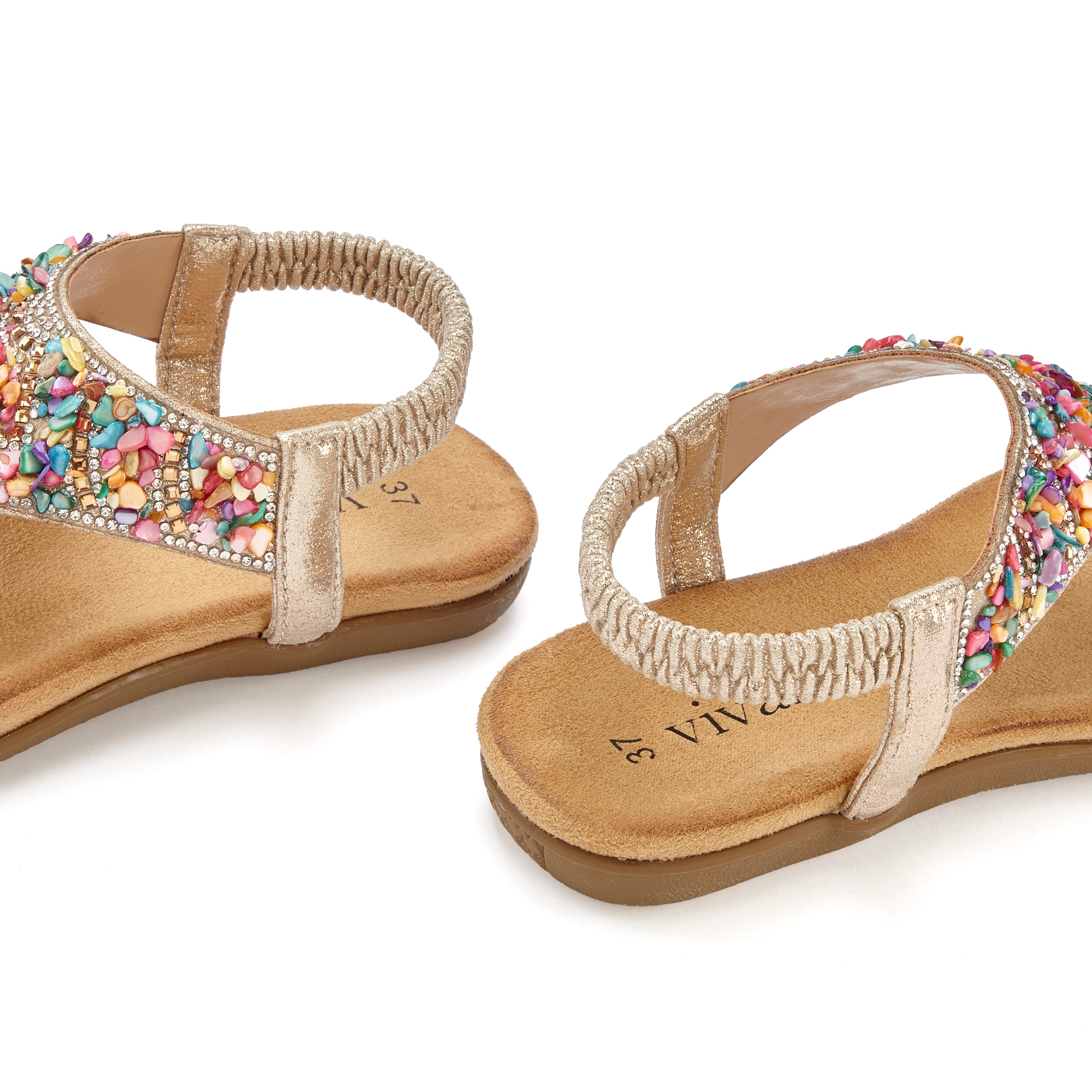 Vivance Sandale »Sommerschuh«, Zehentrenner Sandale mit Schmucksteinen VEGAN