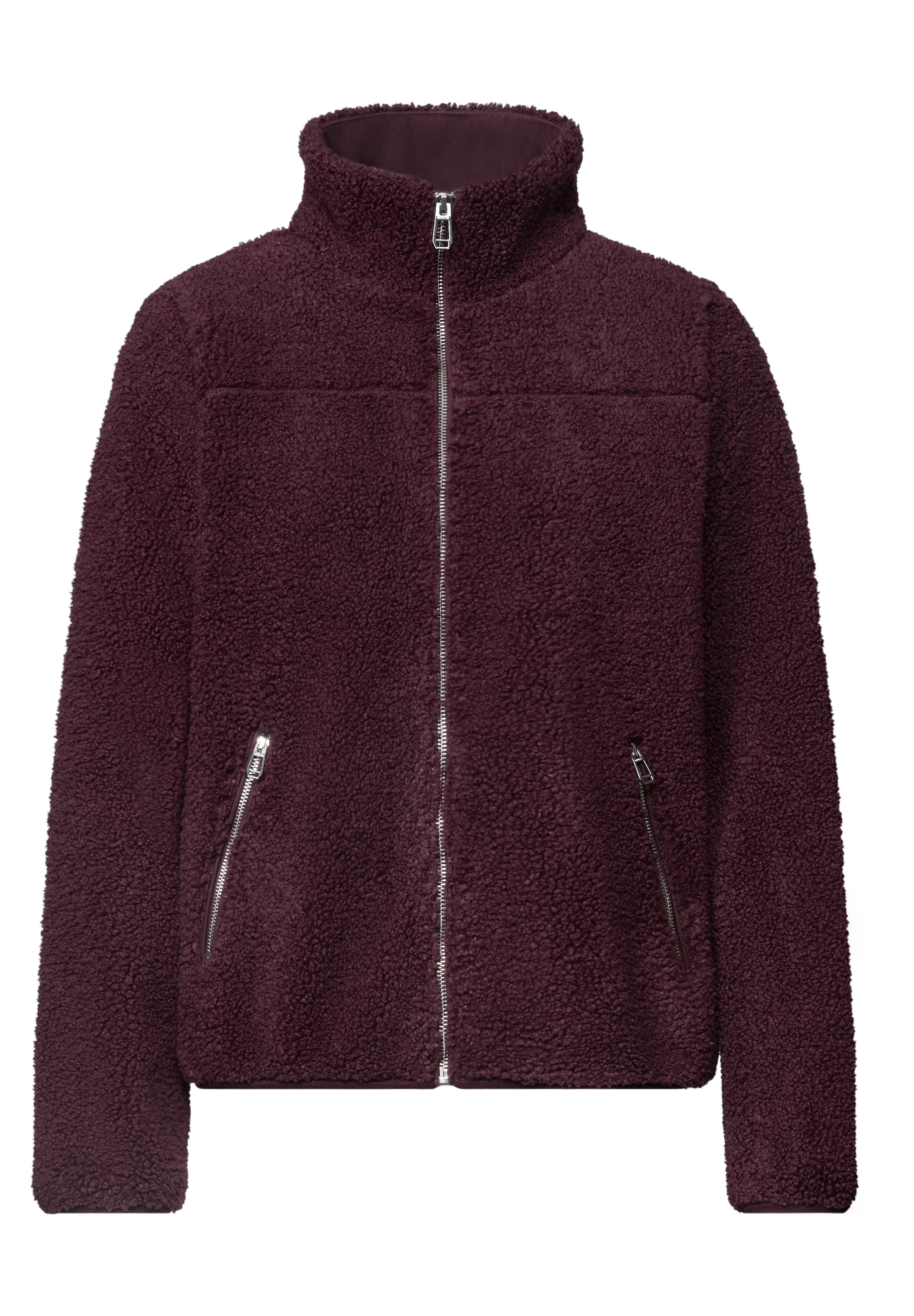 STREET ONE Fleecejacke ohne Kapuze Teddy-Jacke mit Stehkragen und Zipper