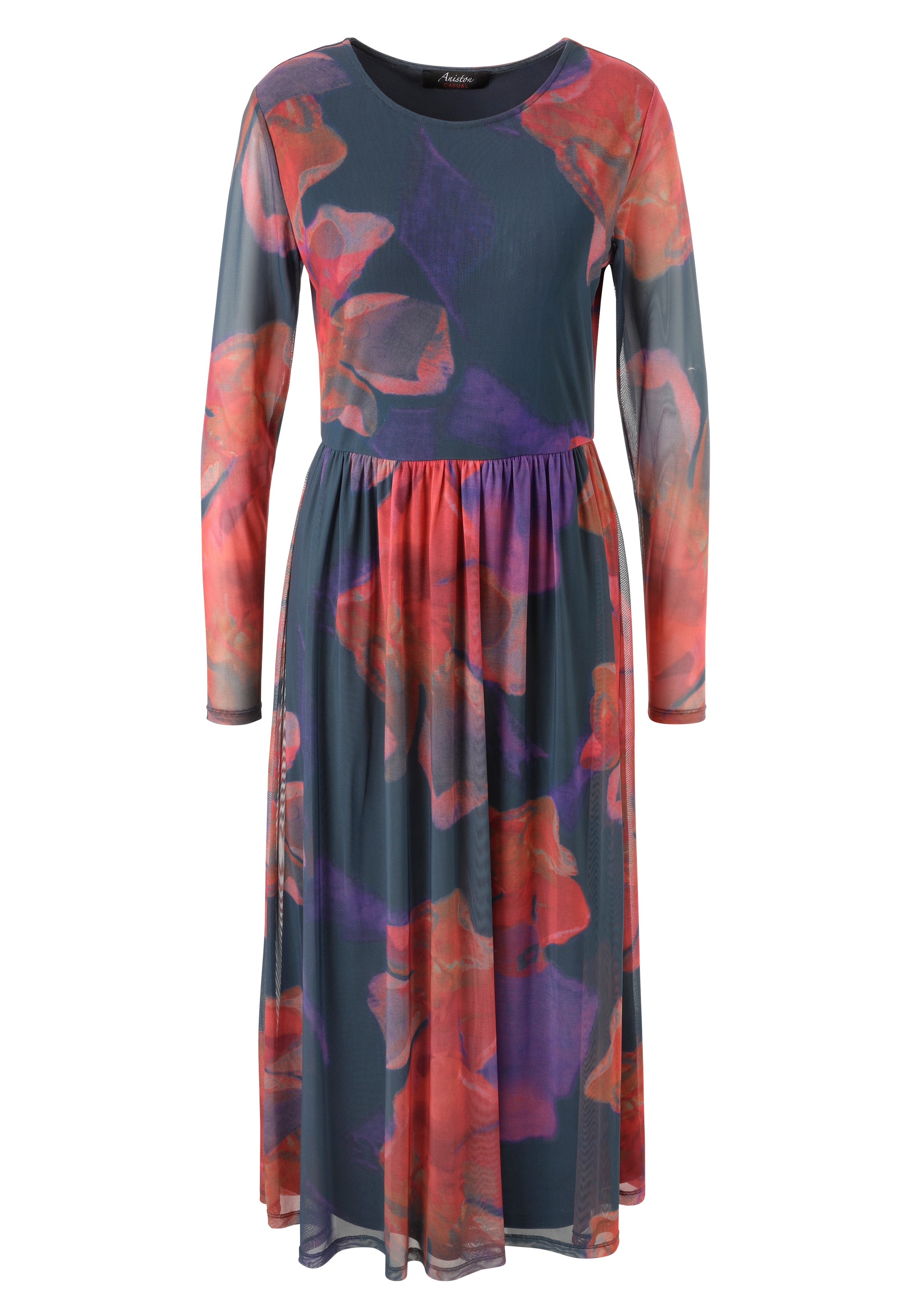 Aniston CASUAL Midikleid, mit großflächigen Batik-Blüten bedruckt - NEUE KOLLEKTION
