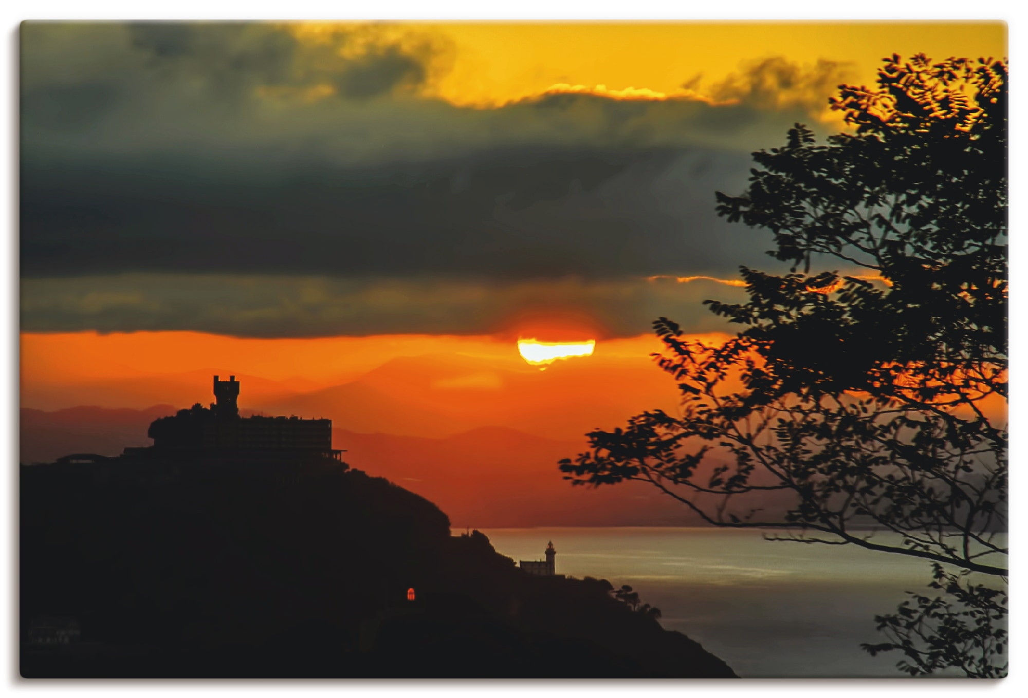 Artland Leinwandbild »Sonnenuntergang San Sebastian Donostia« Sonnenaufgang günstig online kaufen
