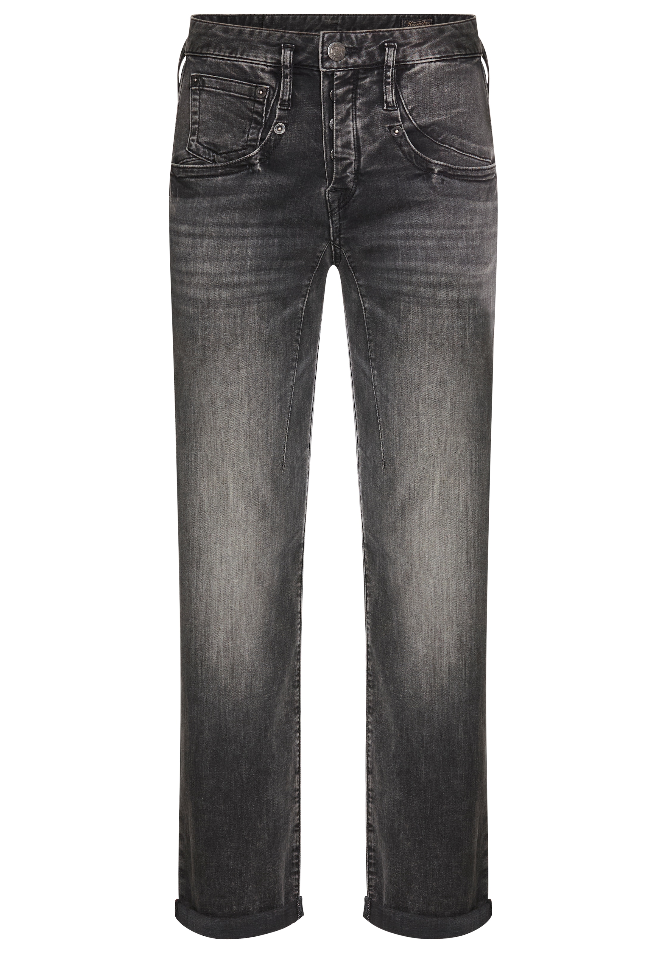 Herrlicher Boyfriend-Jeans »Shyra Tap Denim Black Light« mit halb verdeckter Knopfleiste