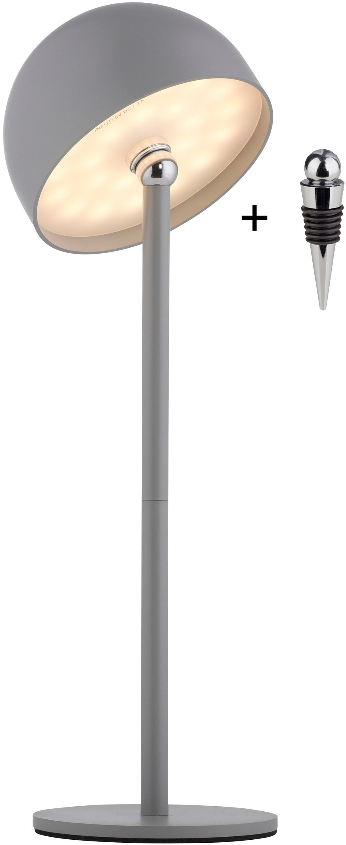 my home Tischleuchte »Akku Tischleuchte Hesper Indoor Outdoor, magnetischer Flaschenaufsatz«, 1 flammig, Leuchtmittel LED-Board | LED fest integriert, Pilzlampe Flaschenaufsatz, Regulierung der Lichtstärke, Pilz, Lampe