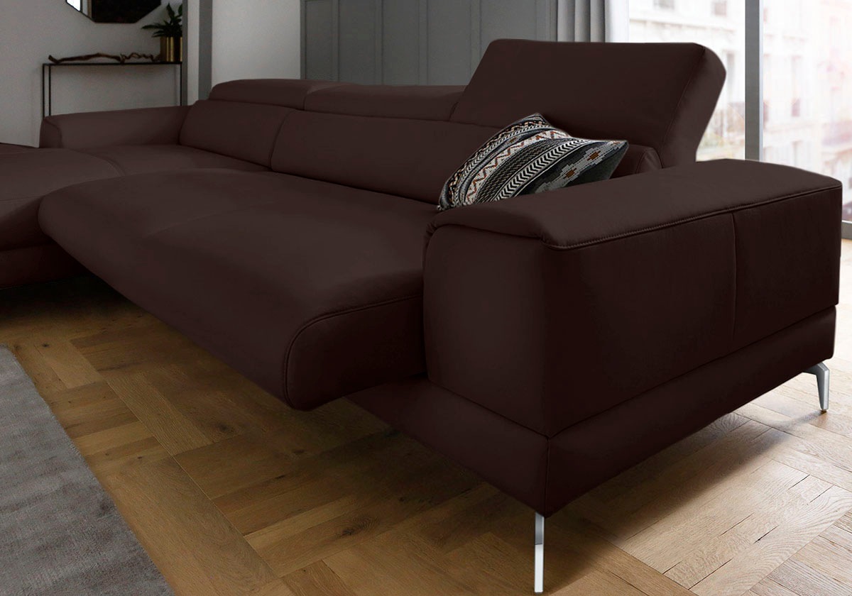 W.SCHILLIG Ecksofa »piedroo, Designsofa mit tollem Sitzkomfort, elegant und bequem, L-Form«, Kopfteilverstellung, wahlweise mit Sitztiefenverstellung, Breite 343cm