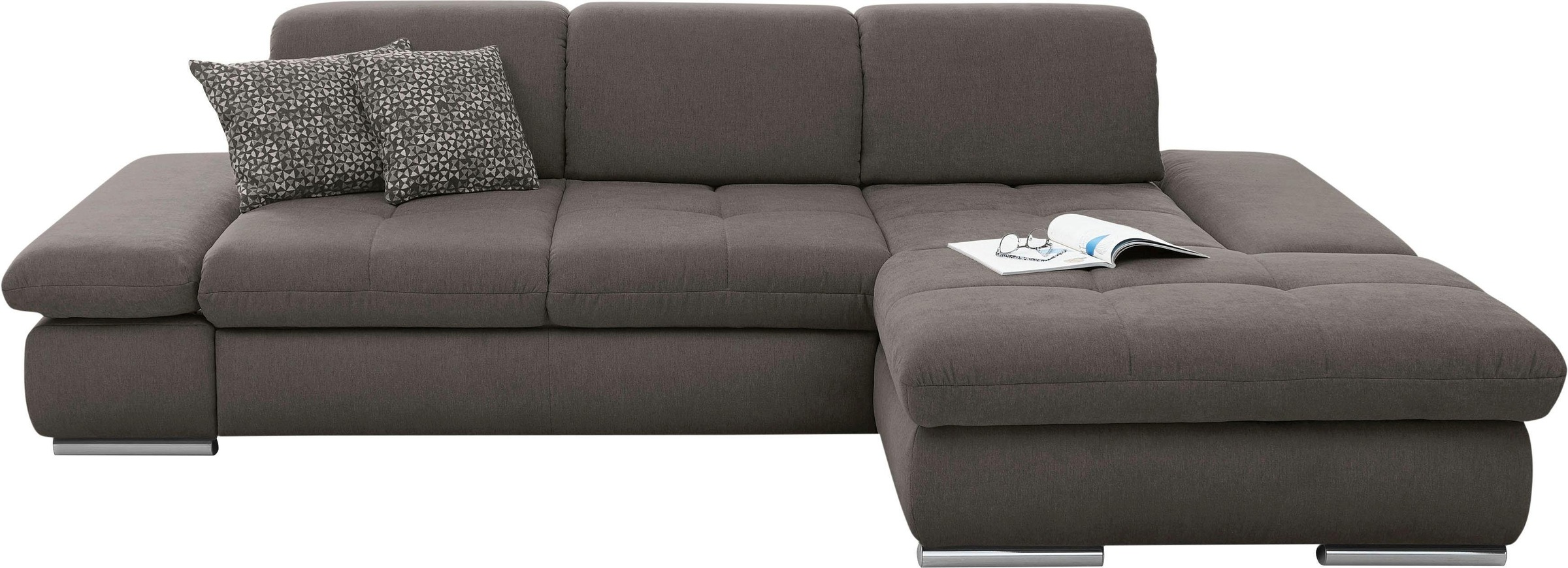 set one by Musterring Ecksofa »SO4100 V«, mit verstellbaren Kopfteilen, wahlweise mit Funktionen, Cord-Bezug