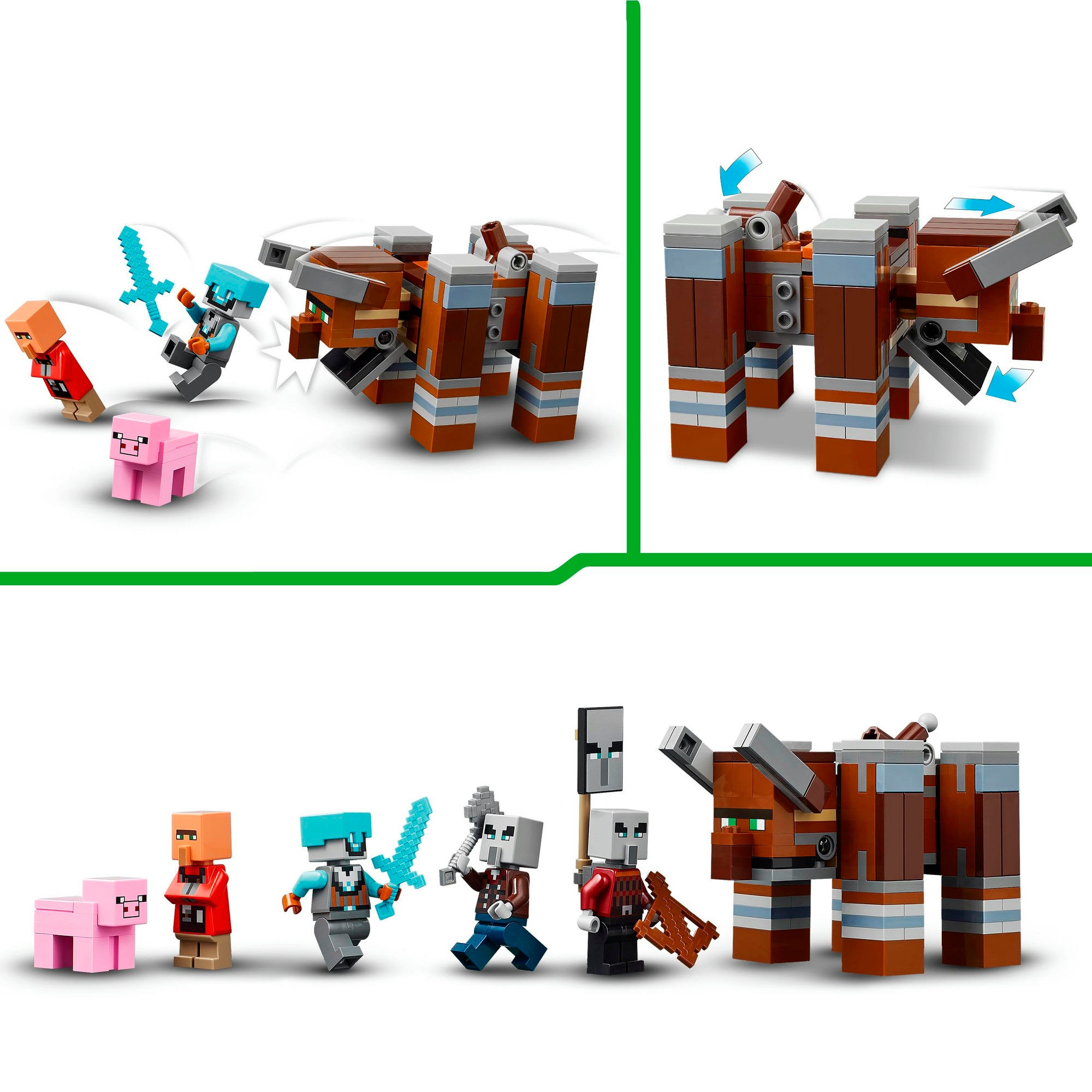 LEGO® Konstruktionsspielsteine »Ein Verwüster am Plünderer-Außenposten (21278), LEGO Minecraft«, (665 St.), Made in Europe
