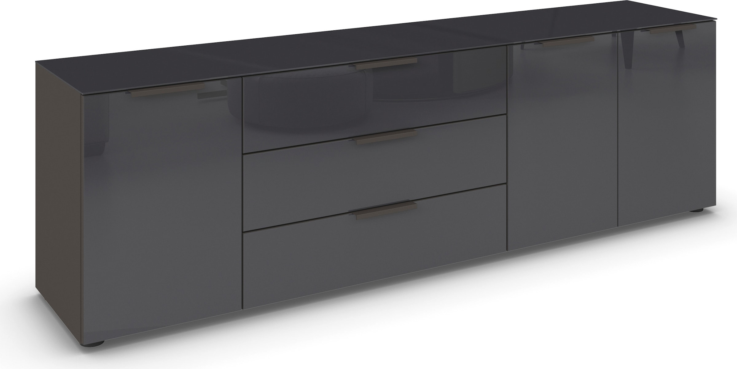 rauch Kombikommode »Kommode Türkommode Sideboard Kombikommode FLIPP mit Glasfront«, (Breite 200 cm mit 2 Einlegeböden), 3-türig, 3 Schubladen, Soft-Close-Funktion, Oberboden und Front Glas