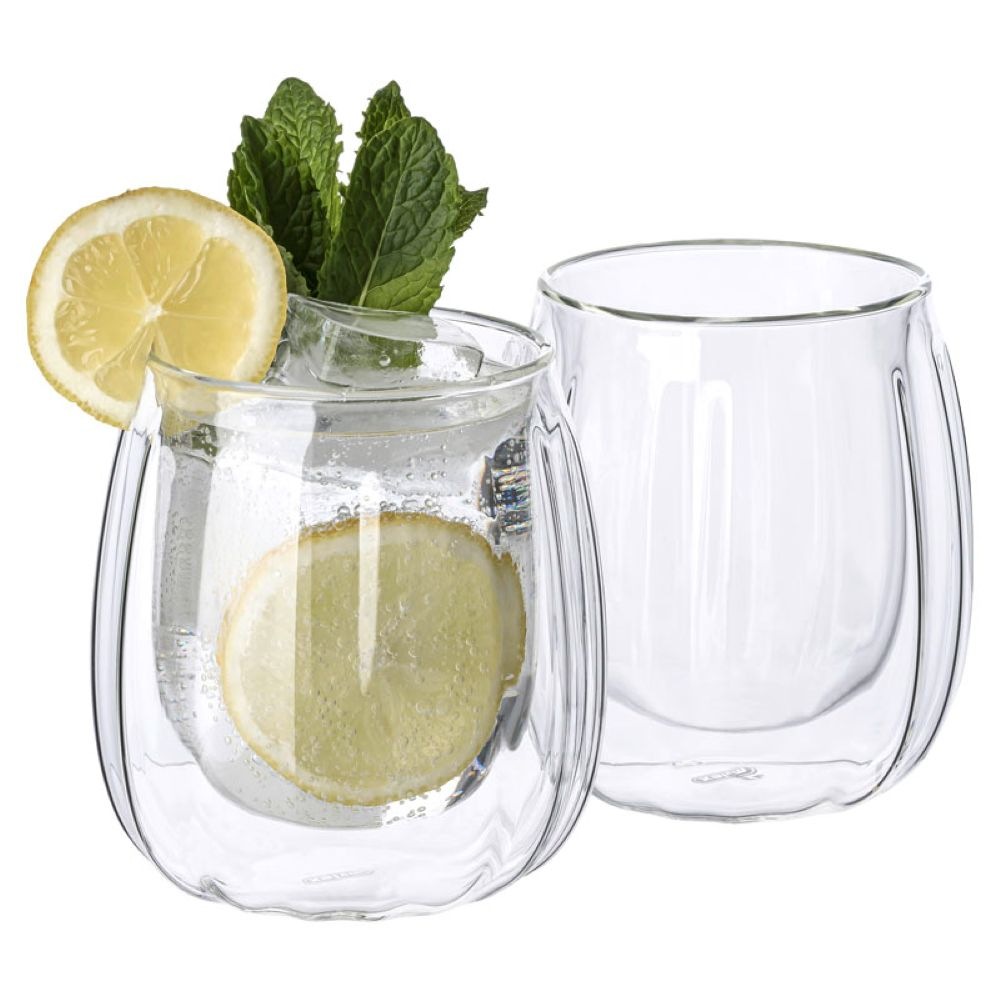 Mulex Latte-Macchiato-Glas »Mulex Gläser Set Manhattan«, (Set, 2 tlg., 2tlg. Gläser Set, je 350 ml), doppelwandig, ideal f. Kaffee, Cappuccino, Latte Macchiatto, 2tlg