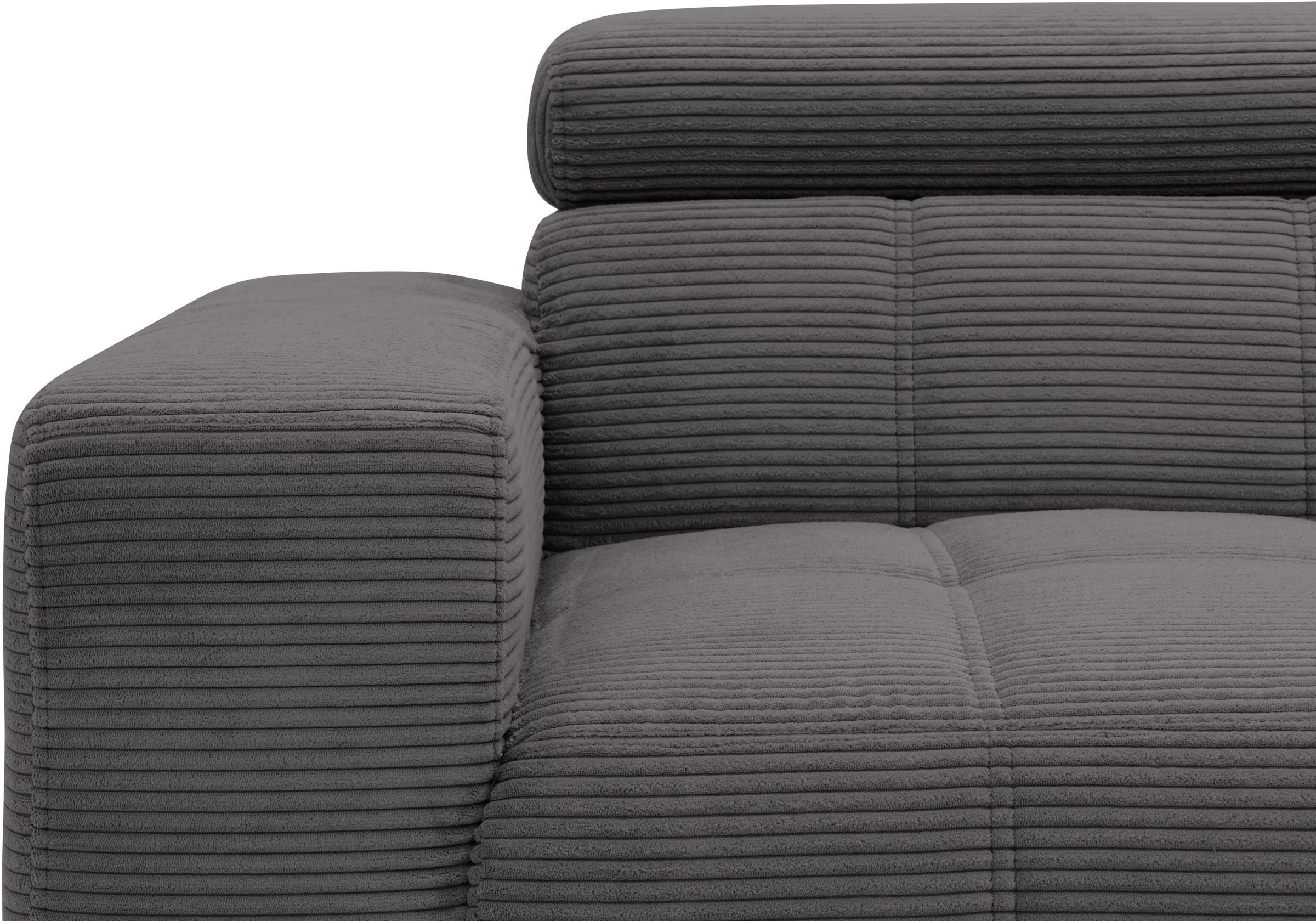 DOMO collection Ecksofa »Trento L-Form, mit Kufenfuß oder Einzelfuß«, wahlweise mit Kopfteilverstellung, Recamiere links/rechts bestellbar