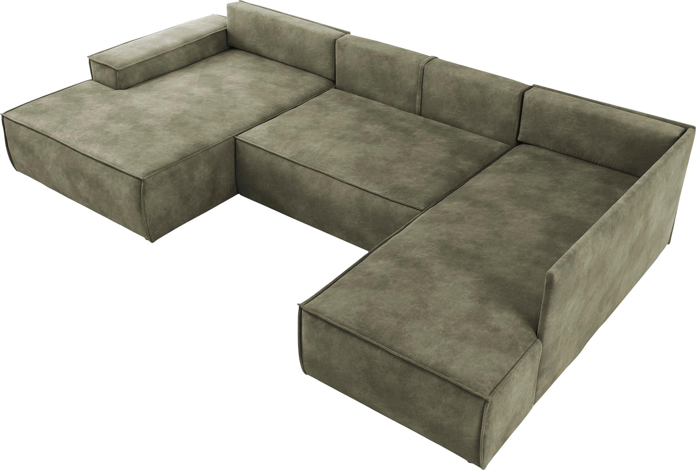 Home affaire Wohnlandschaft »SHERWOOD 329 cm, U-Form, Schlafsofa,«, Schlaffunktion m. Bettkasten (194x139 cm), Cord, Vintage, Samtvelours