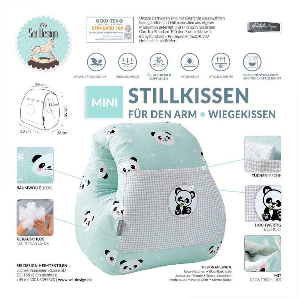 SEI Design Stillkissen »Panda-Mint«, (1 tlg.)
