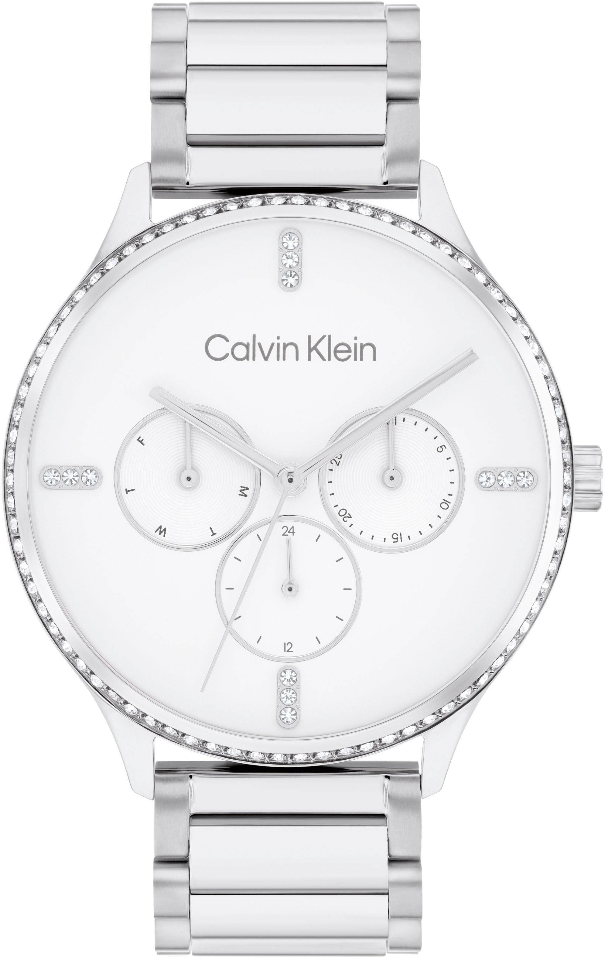 Calvin Klein Multifunktionsuhr »25200373«, Quarzuhr, Armbanduhr, Damen, Datum, Glaskristalle, 12/24-Std.-Anzeige