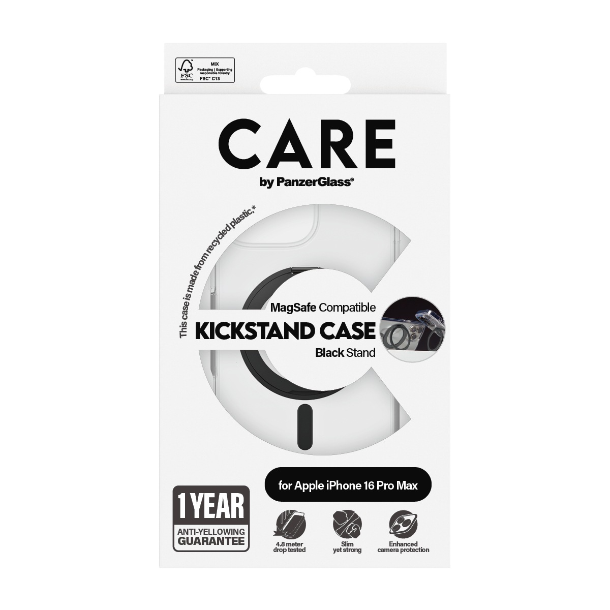 CARE by PanzerGlass Handyhülle »Kickstand Case für Apple iPhone 16 Pro Max«, Backcover, Schutzhülle, Handyschutzhülle, Case, Schutzcase, stoßfest